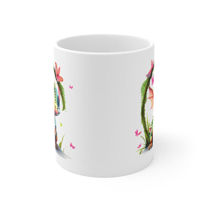 Mug Bébé Dragon Féérique 325ml – Tasse Céramique Fantasy Kawaii avec Papillons – Cadeau Magique