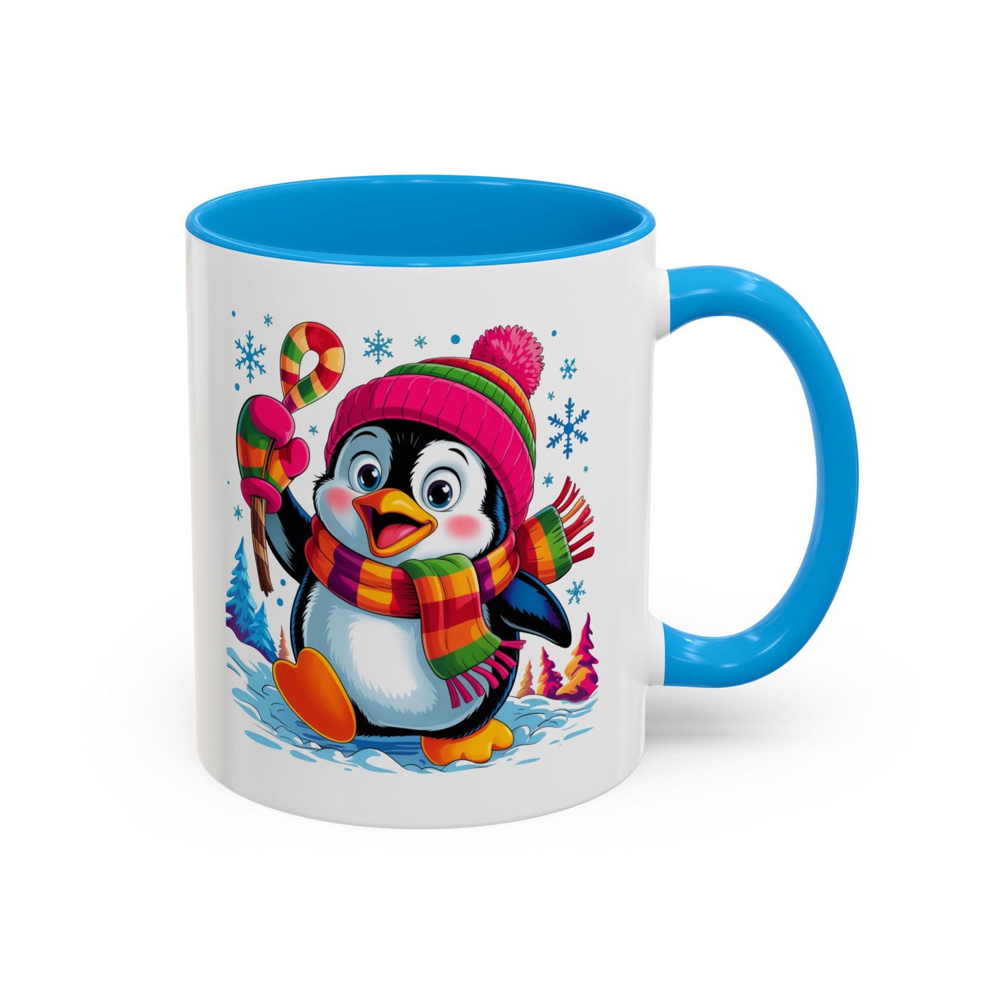 Mug Pingouin Mignon Hiver – Tasse Animaux Kawaii Neige – Cadeau Noël Fun et Coloré – Céramique 325ml