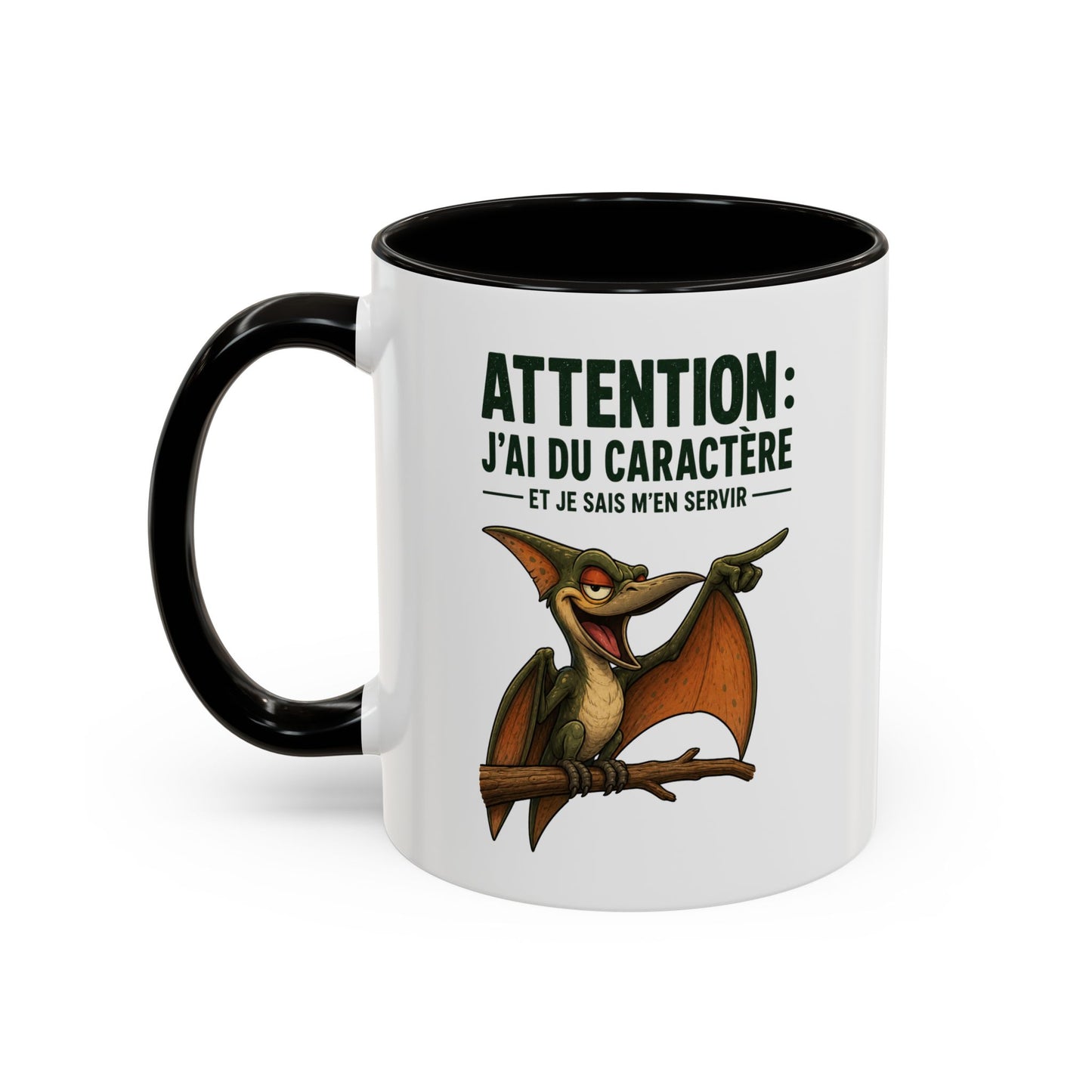 Mug Humoristique – Tasse Dinosaure Volant au Fort Caractère – Cadeau Original Homme et Femme, Ami ou Collègue – 325 ml Noir Bleu Rouge