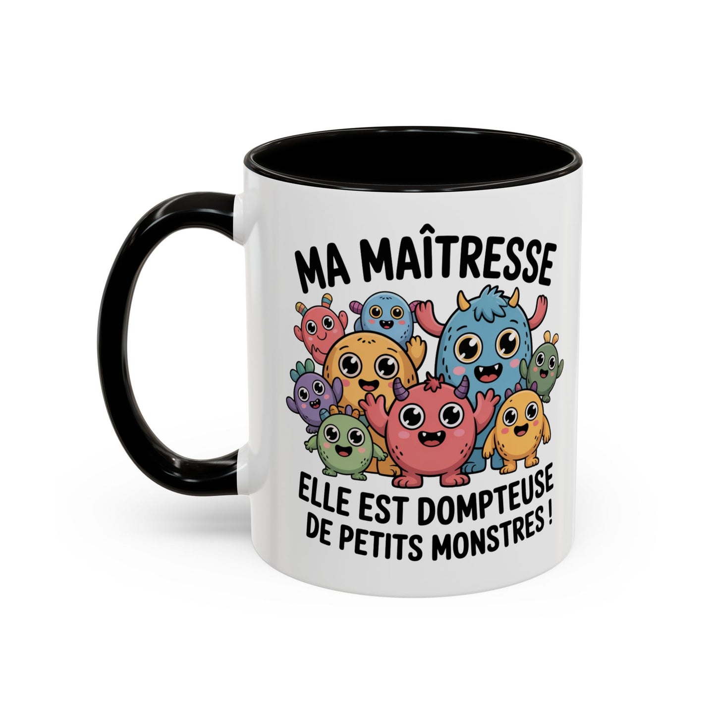 Tasse Maîtresse “Elle est dompteuse de petits monstres” – Mug Cadeau Maîtresse Drôle École – Cadeau