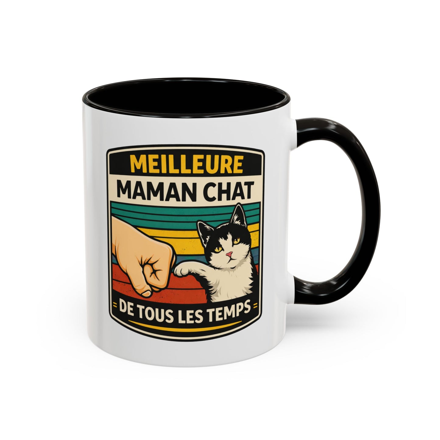 Tasse Meilleure Maman Chat de Tous les Temps – Mug Chat Noir et Blanc – Cadeau Maman Original – Céramique 325ml