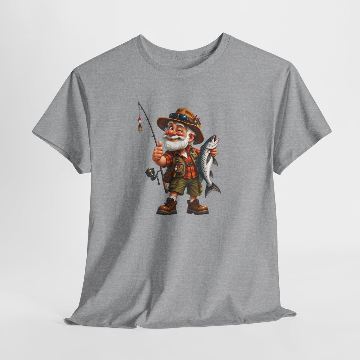 Tee Shirt Pêche Homme – Pêcheur avec Poisson – T-Shirt Passion Pêche Cadeau Homme