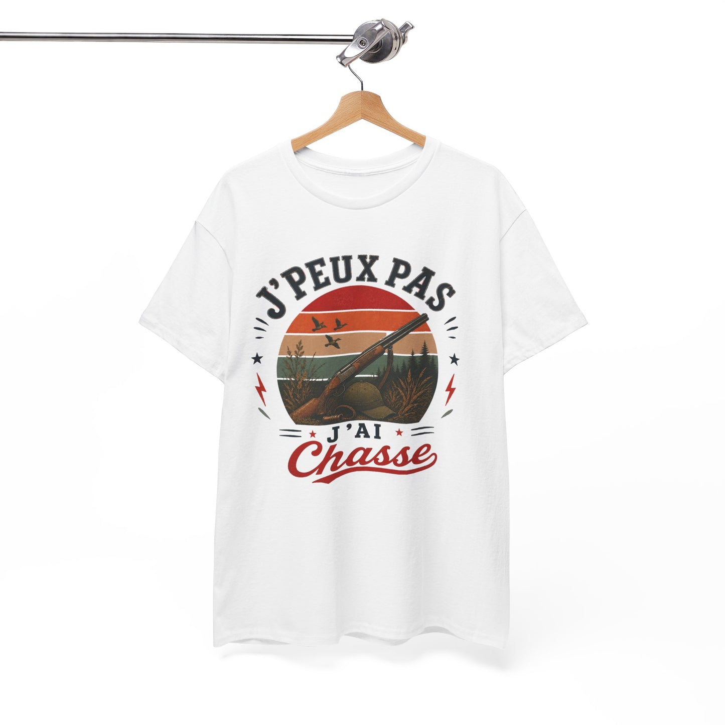 T-Shirt J’Peux Pas J’Ai Chasse – Tee Shirt Humour Chasseur Vintage – Cadeau Passion Nature Homme