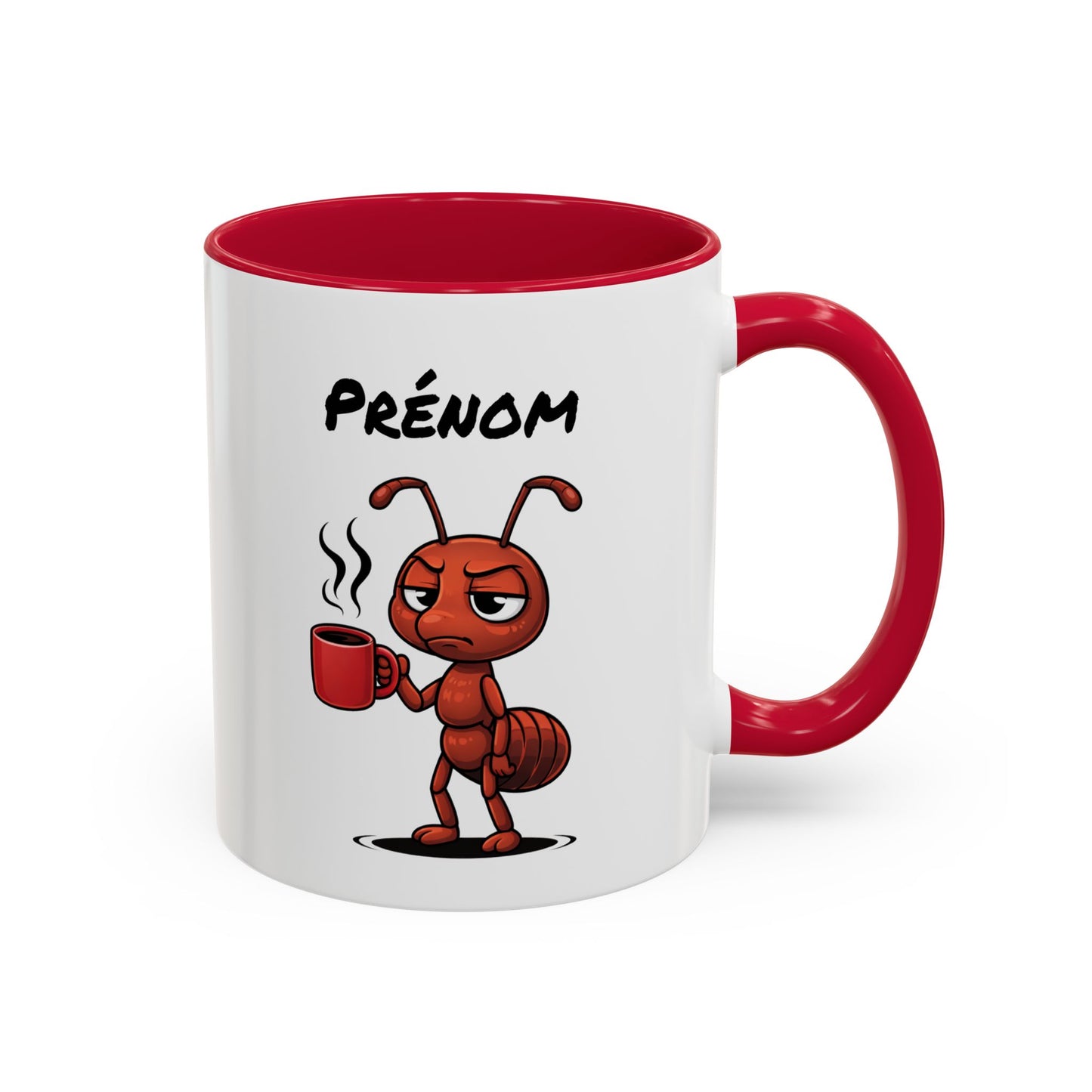 Mug Fourmi Fatiguée Personnalisable 325ml – Tasse Café Humoristique Prénom Cadeau Original Noir Bleu Rouge