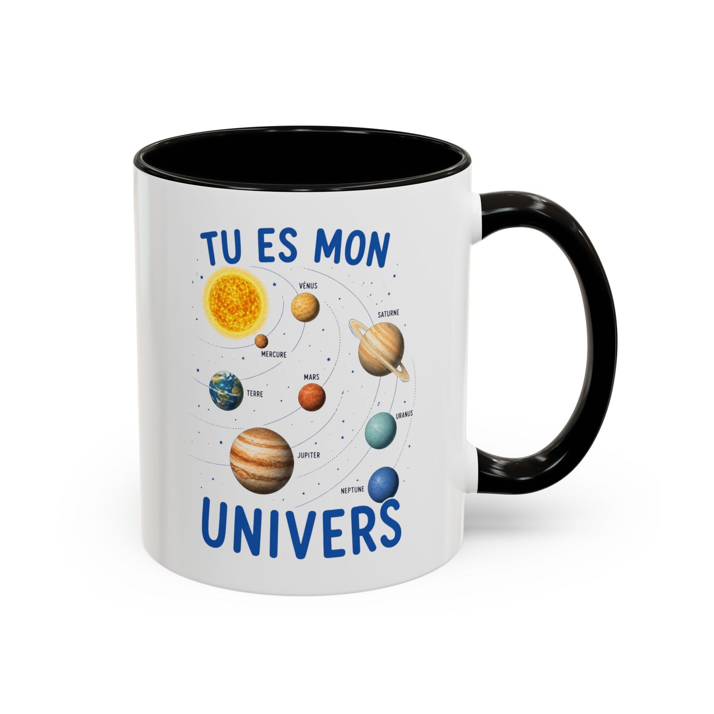 Mug Tu Es Mon Univers – Tasse Astronomie Romantique avec Planètes du Système Solaire – Cadeau Couple Original Homme Femme 325ml