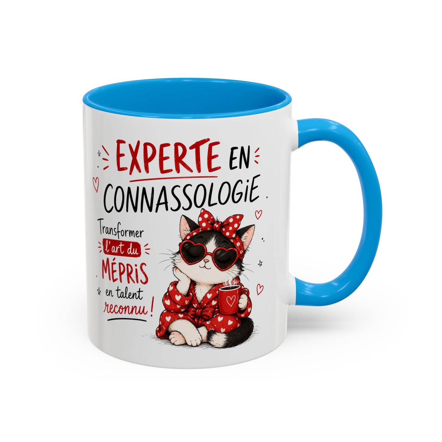 Tasse Experte en Connassologie – Mug Chat Humour Sarcastique – Cadeau Femme Drôle 325ml