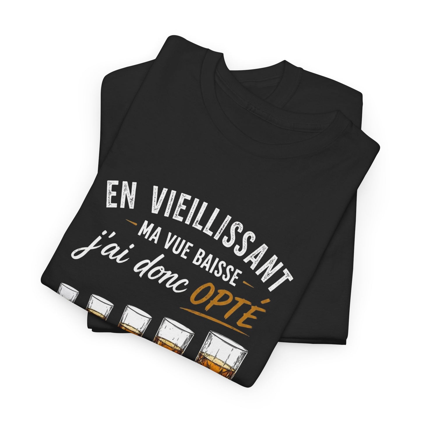 T-Shirt Humour Whisky Verres Progressifs – Tee Shirt Drôle Apéro Alcool Citation Amusante Adulte – Cadeau Ami Amateur Whisky Noir Blanc Gris