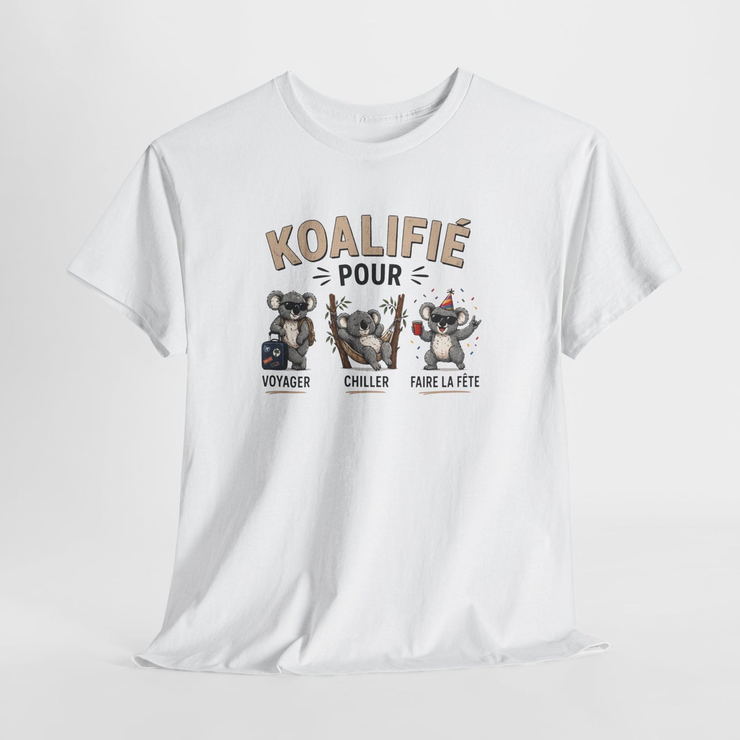 T-Shirt Koalifié Pour Voyager Chiller Faire La Fête – Tee Shirt Humour Vacances Koala Cool – Cadeau Original Homme Femme Été