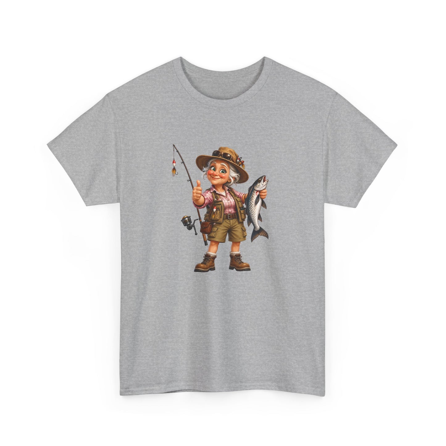 Tee Shirt Pêche Femme – Pêcheuse avec Poisson – T-Shirt Passion Pêche Cadeau Femme