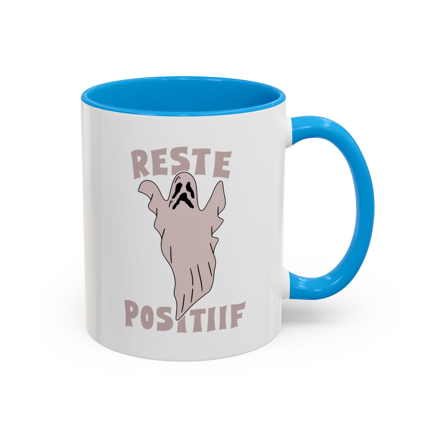 Mug Fantôme Humour – Tasse Halloween Positive – Cadeau Original Homme et Femme, Esprit Drôle Surnaturel Noir Bleu Rouge