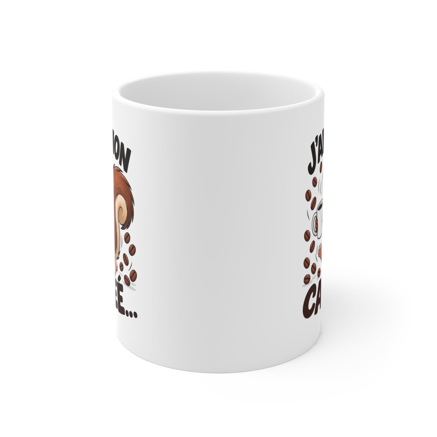 Mug Humour Café – J’ai Eu Mon Cafeee – Tasse Écureuil Caféiné – Cadeau Original Amateur de Café Homme Femme