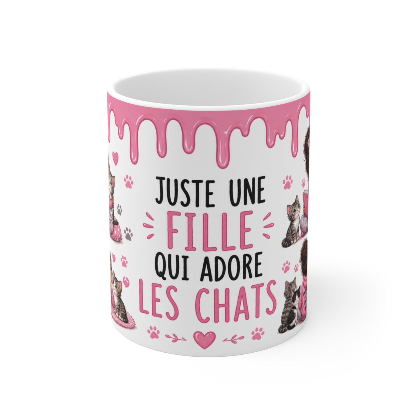 Tasse Juste Une Fille Qui Adore Les Chats – Mug Chat Kawaii Fille Passion Félin Chaton Cadeau Enfant Amoureuse des Chats 325ml