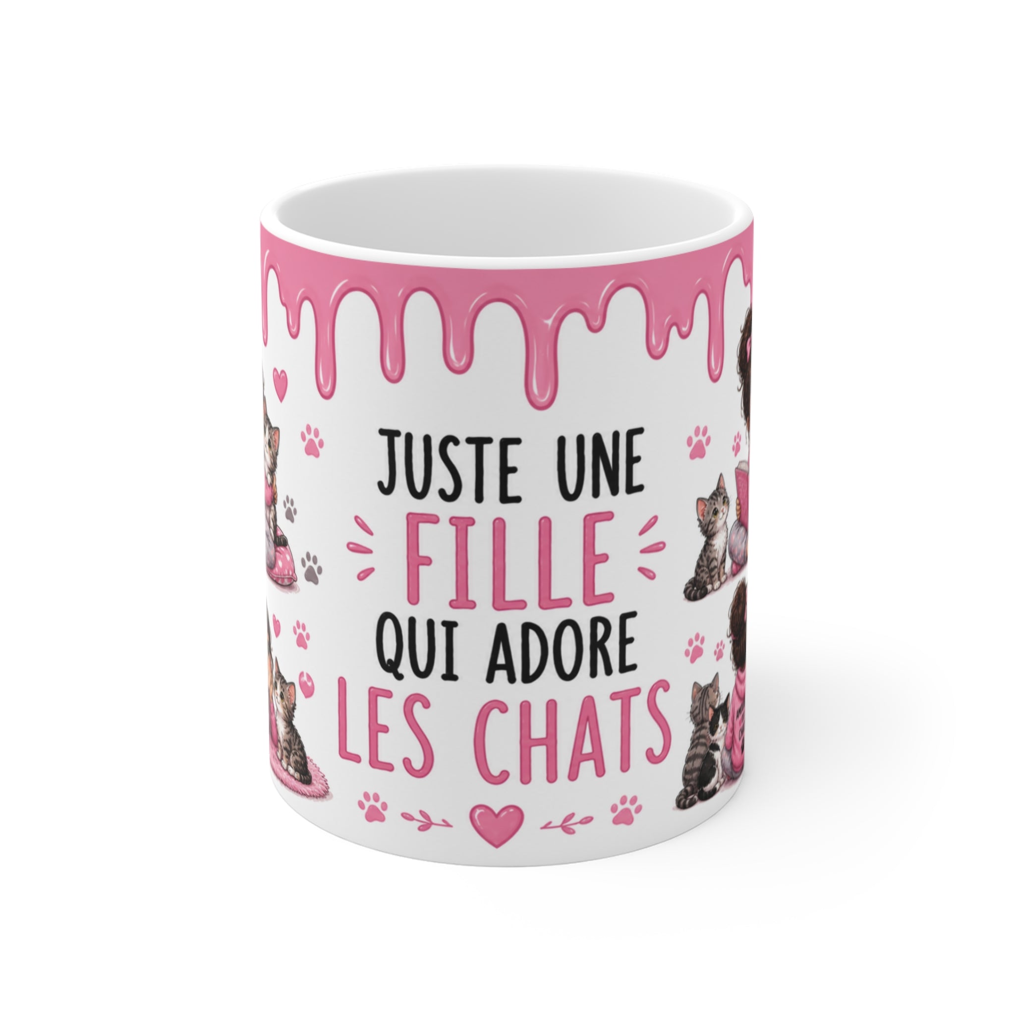 Tasse Juste Une Fille Qui Adore Les Chats – Mug Chat Kawaii Fille Passion Félin Chaton Cadeau Enfant Amoureuse des Chats 325ml