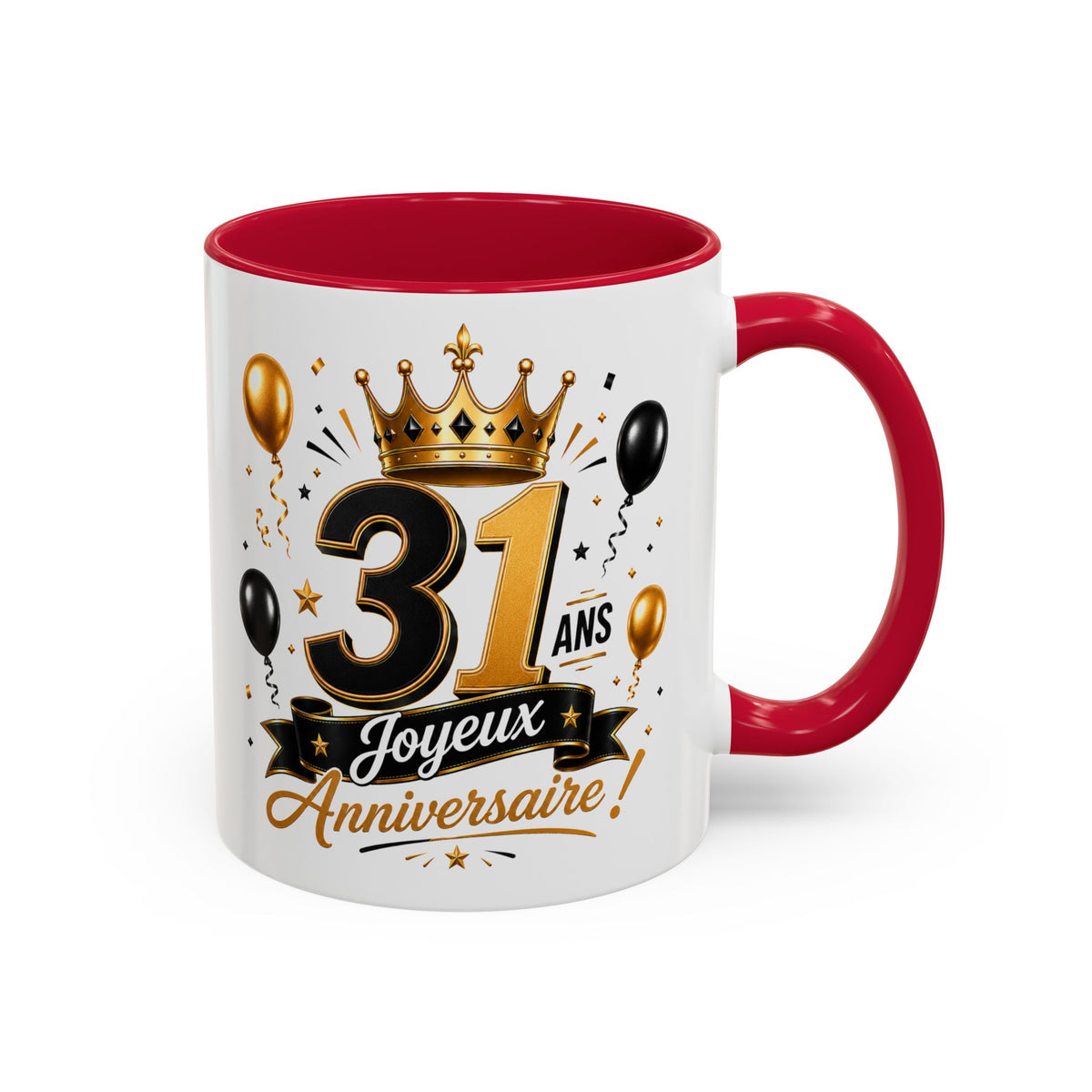 Mug Joyeux 31 Ans – Tasse Anniversaire 31 Ans – Cadeau Original pour Femme Homme – Idée Cadeau 31e Anniversaire Noir Bleu Rouge