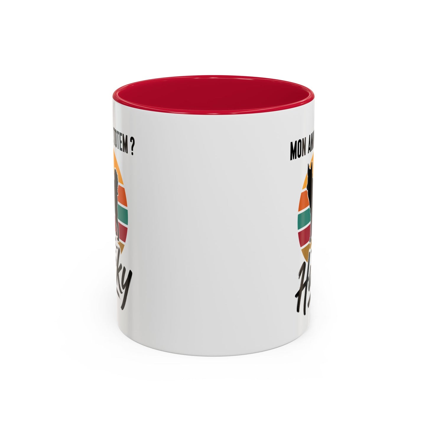 Mug Husky Homme et Femme – Tasse Chien pour Maître et Maîtresse – Cadeau Amoureux du Husky – Idée Cadeau Propriétaire et Passionné de Chiens – 325 ml Noir Bleu Rouge