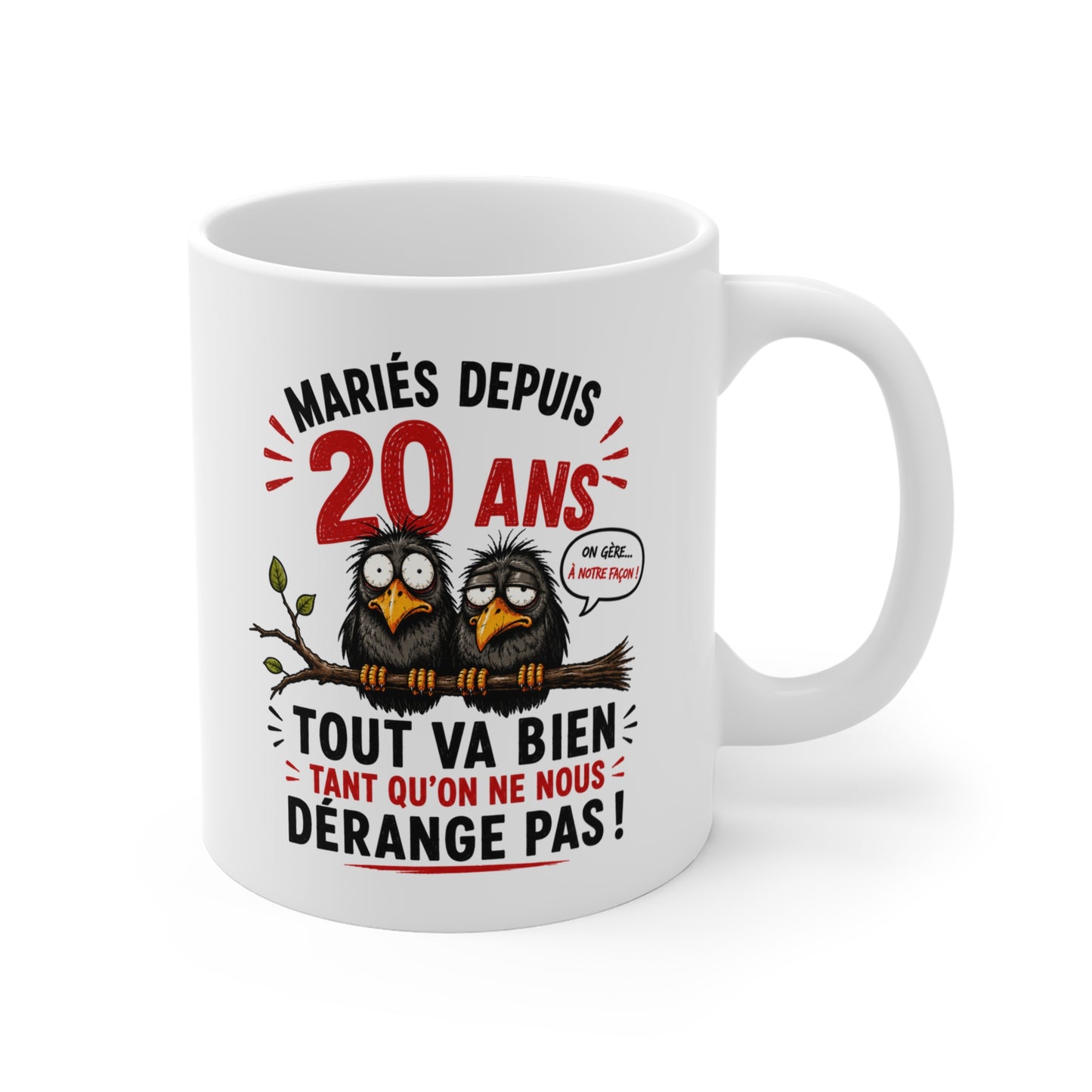 Tasse Mariés Depuis 20 Ans – Mug Humour Anniversaire de Mariage 20 Ans Homme Femme – Cadeau Noces de Porcelaine 325 ml