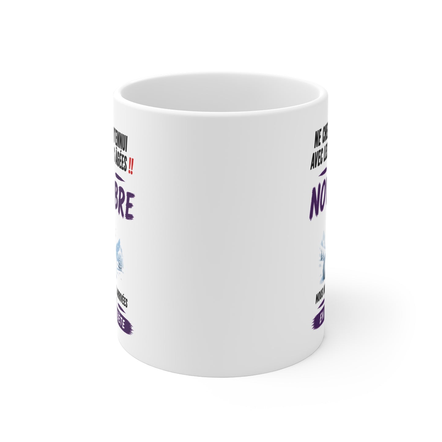 Tasse Retraite Novembre Humour – Mug Personne Âgée Renard Polaire Drôle – Cadeau Retraité 325ml
