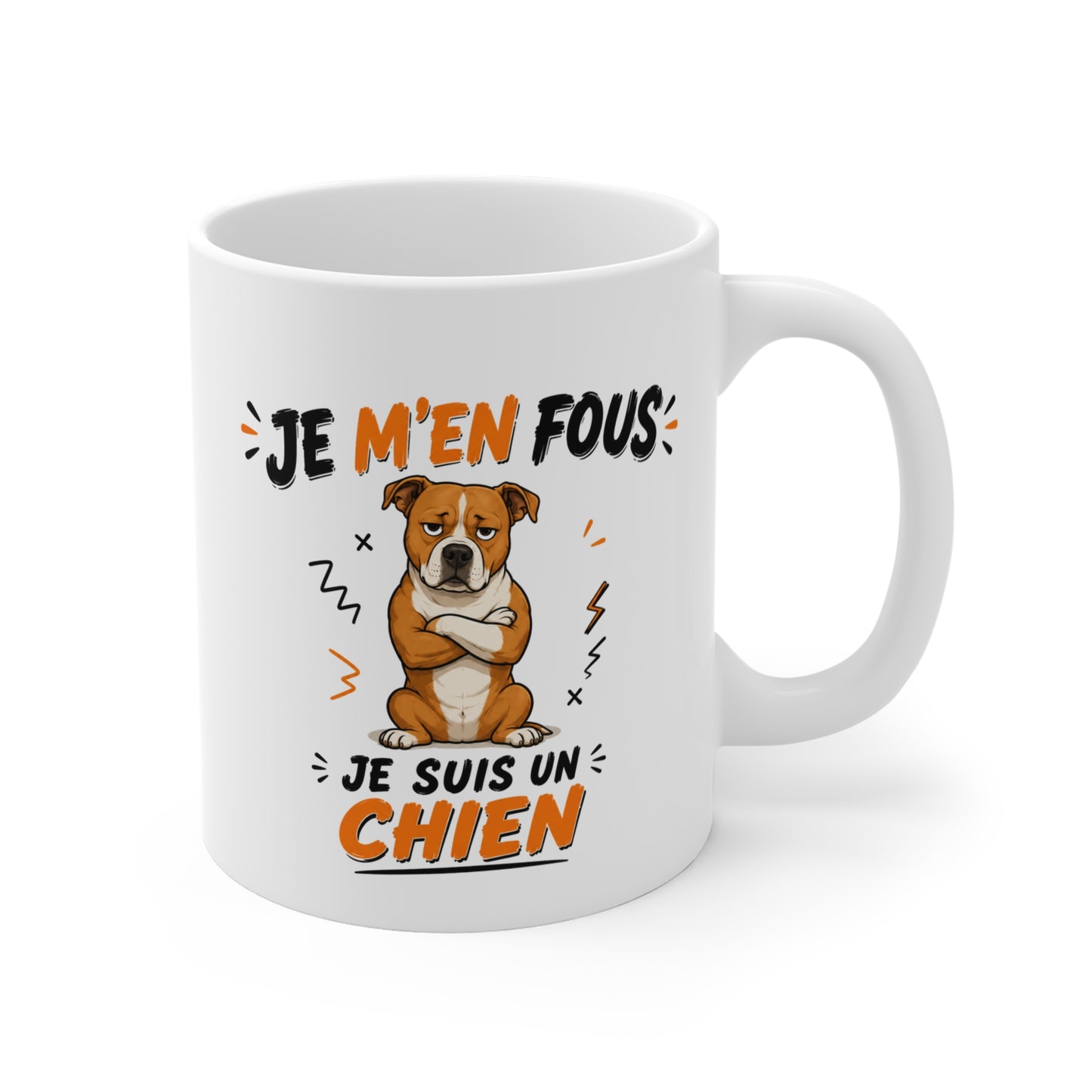 Tasse Je M’en Fous Je Suis Un Chien – Mug Humour Chien Cartoon – Cadeau Original Animal Drôle 325ml