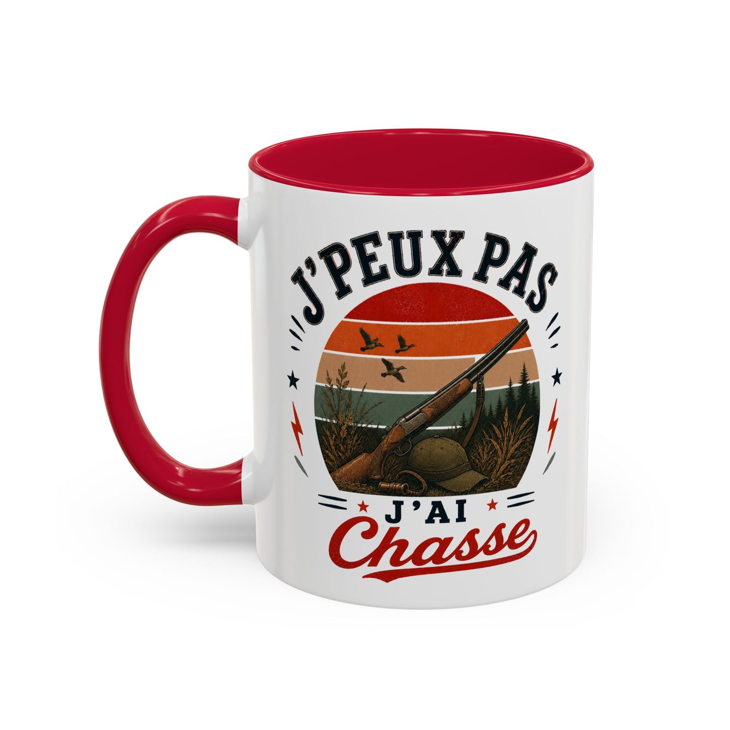 Tasse J’Peux Pas J’Ai Chasse – Mug Humour Chasseur Vintage – Cadeau Passion Chasse 325ml