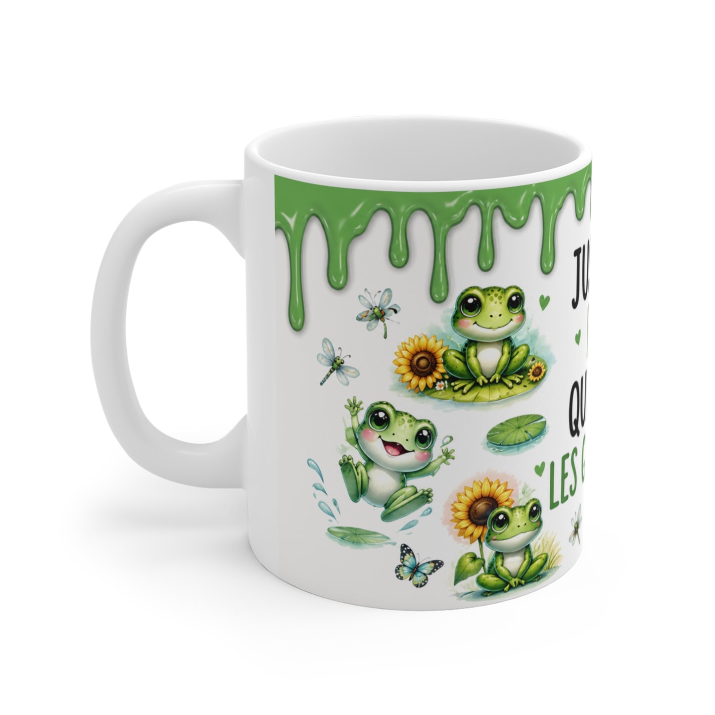 Tasse Juste Une Fille Qui Adore Les Grenouilles – Mug Grenouille Kawaii Mignon Fleurs Nénuphar – Cadeau Femme Fille 325ml