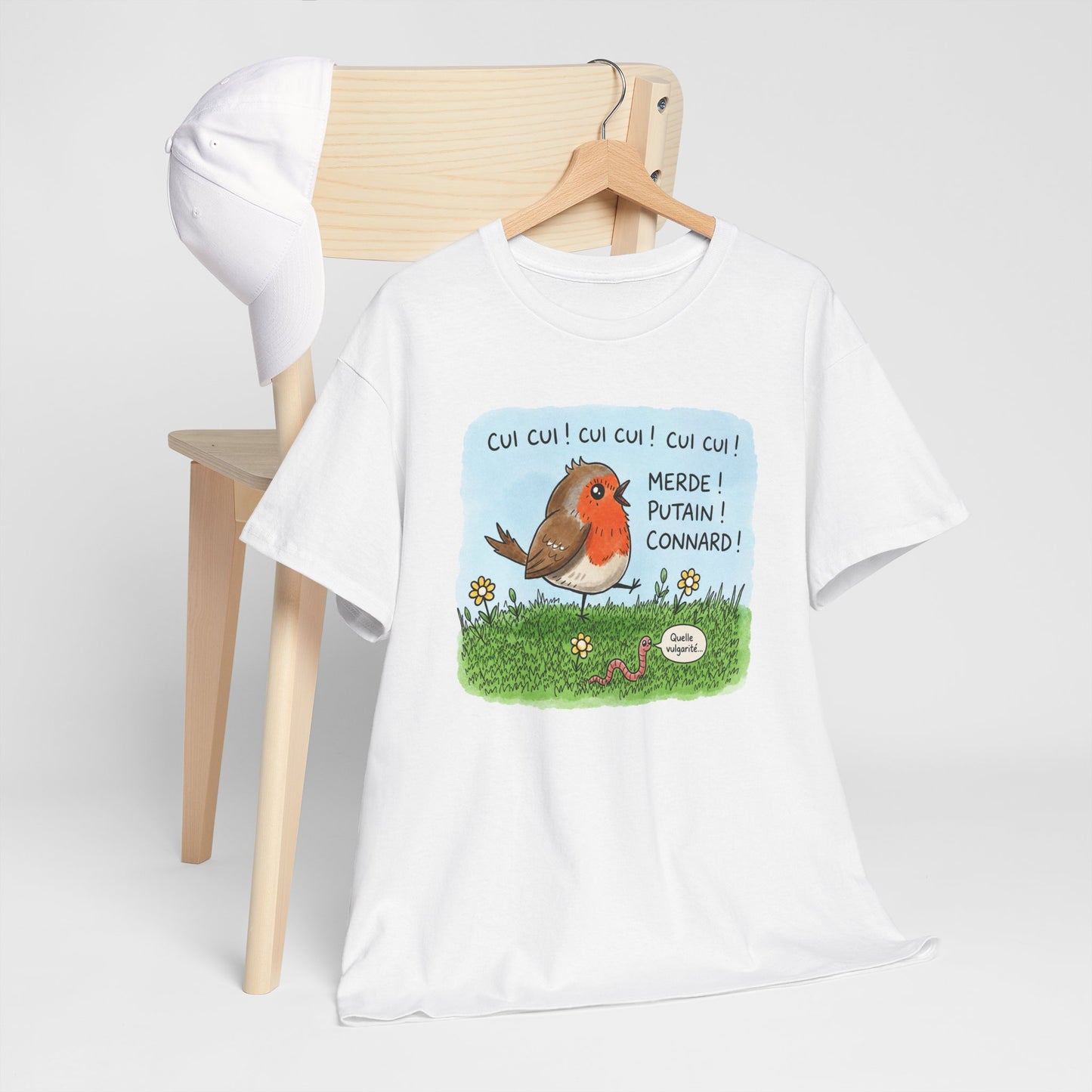 Tee-Shirt Oiseau Humour Décalé – Rouge-Gorge Amusant – Cadeau Humour Nature Homme Femme Adulte