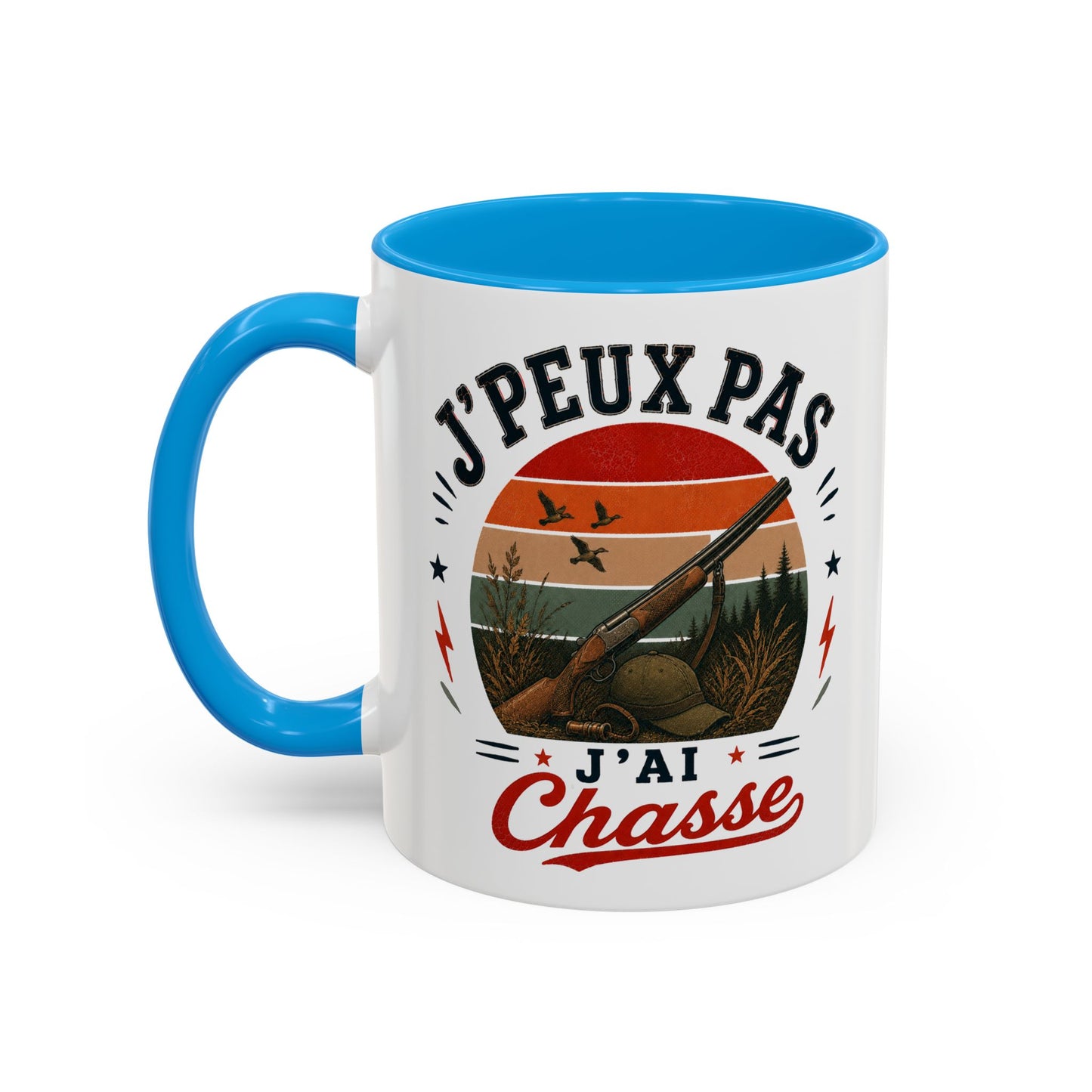 Tasse J’Peux Pas J’Ai Chasse – Mug Humour Chasseur Vintage – Cadeau Passion Chasse 325ml
