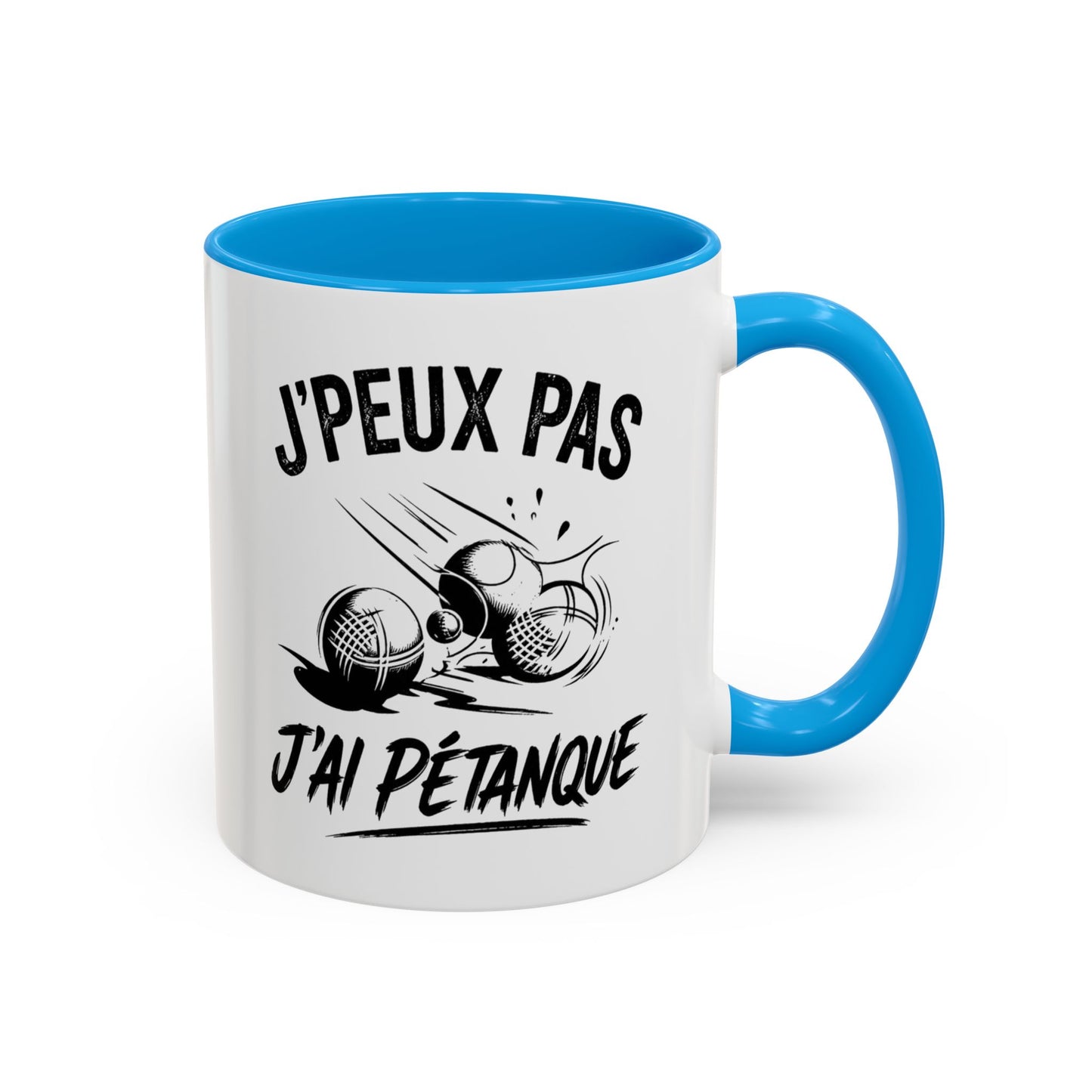 Mug Pétanque Humour – J’Peux Pas J’ai Pétanque – Tasse Drôle Joueur de Pétanque Cadeau Homme Femme Céramique 325ml