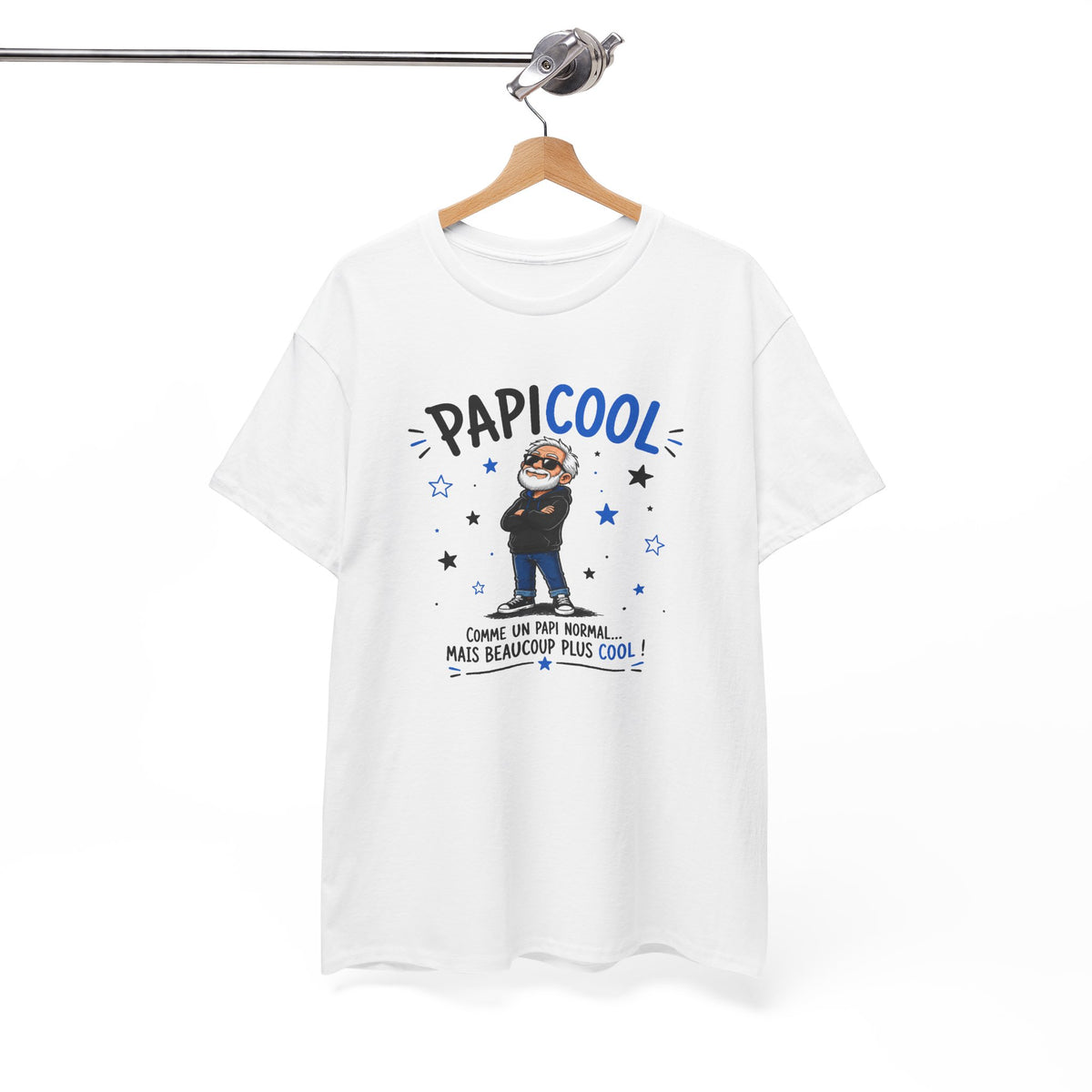 Tee Shirt Papi Homme – PapiCool Comme un Papi Normal Mais Beaucoup Plus Cool – T-Shirt Humour Grand-Père Cadeau Original