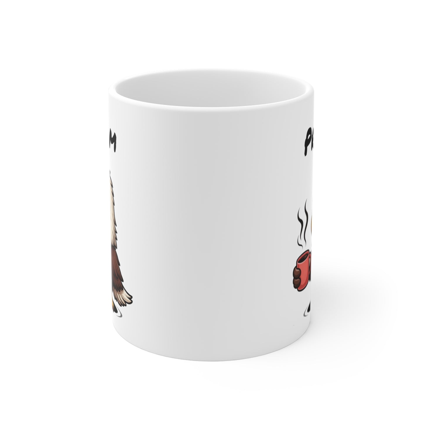Tasse Personnalisable Aigle Fatigué – Mug Humour Café Matin Difficile – Cadeau Drôle Prénom 325ml