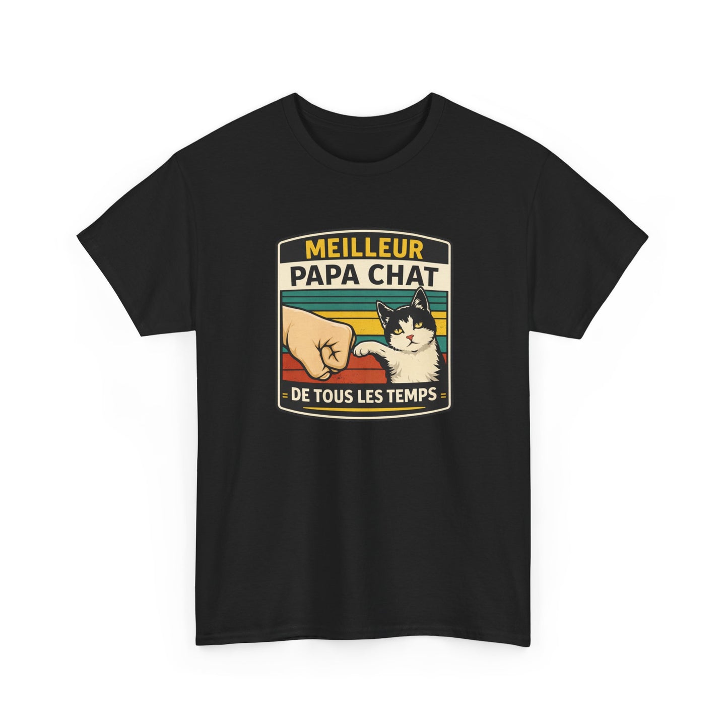 T-Shirt "Meilleur Papa Chat de Tous les Temps" – Design Chat Vintage – Cadeau Papa Amoureux des Chats