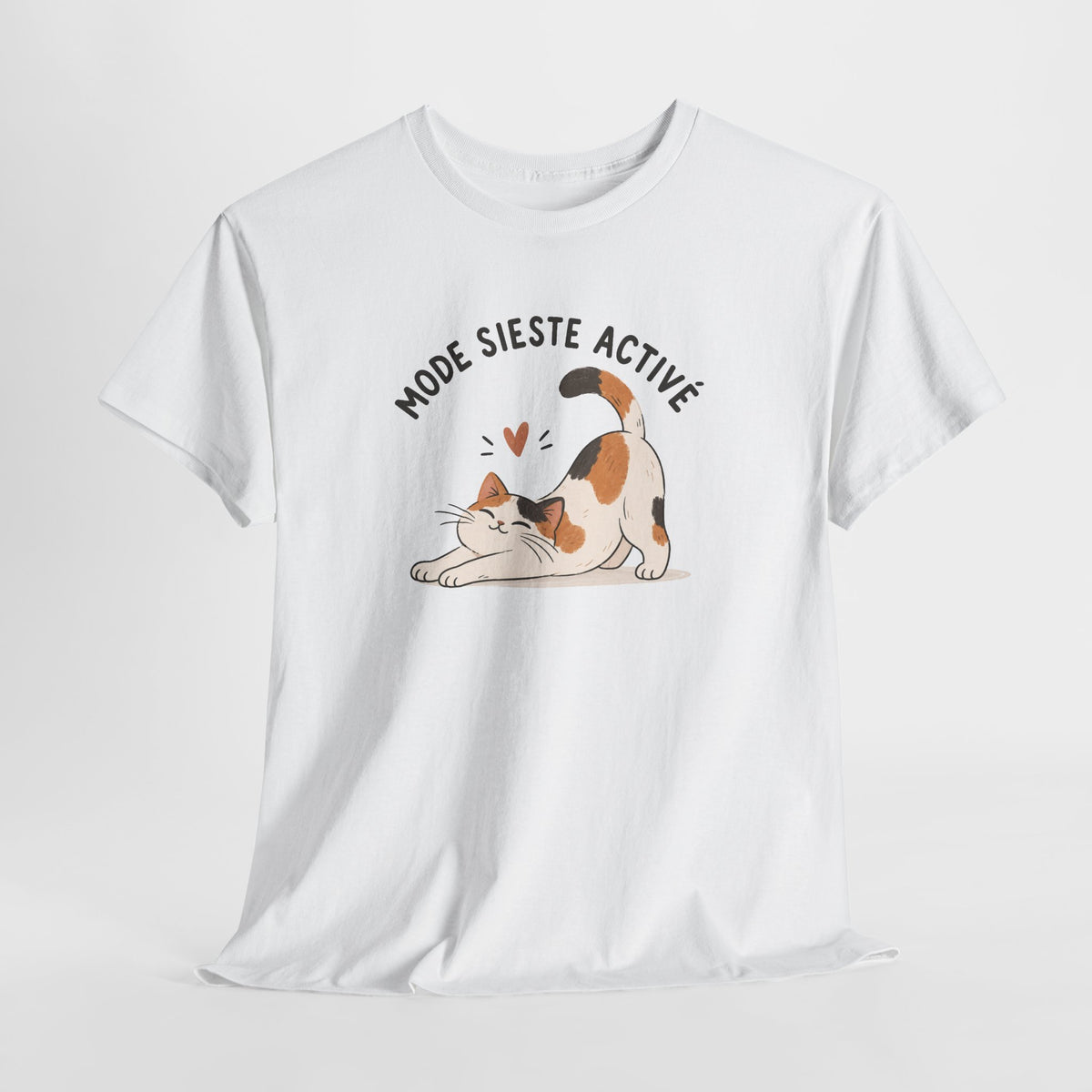 Tee Shirt Chat Homme Femme – Mode Sieste Activé – T-Shirt Humour Chat Amoureux des Chats Cadeau Original