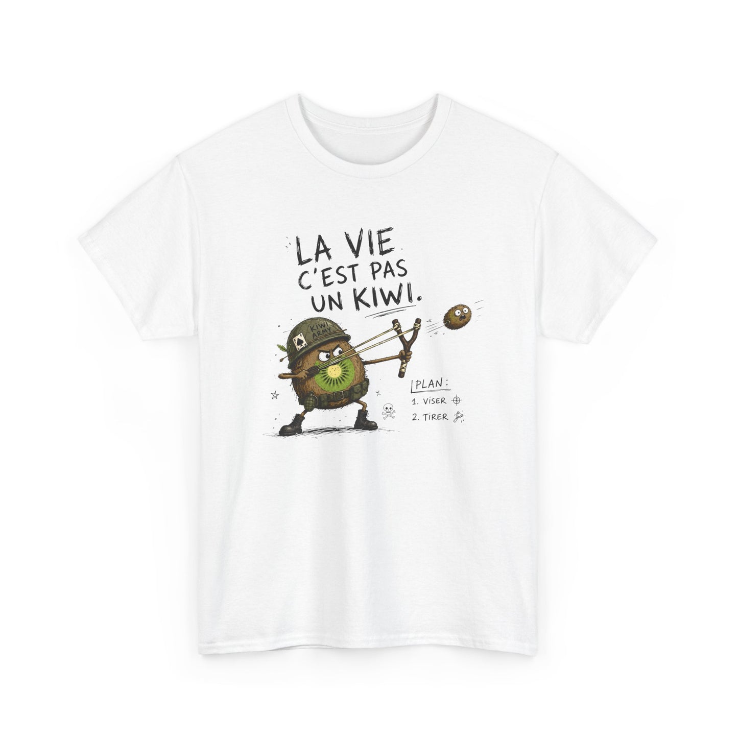 Tee-Shirt La Vie C'est Pas Un Kiwi Homme et Femme – Kiwi Soldat Humour Absurde Cadeau Drôle Original