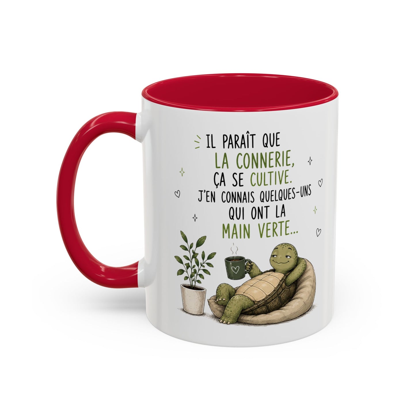 Tasse Tortue Drôle Homme et Femme – Mug Humour Jardinage Plantes Main Verte – Cadeau Original Amusant 325 ml