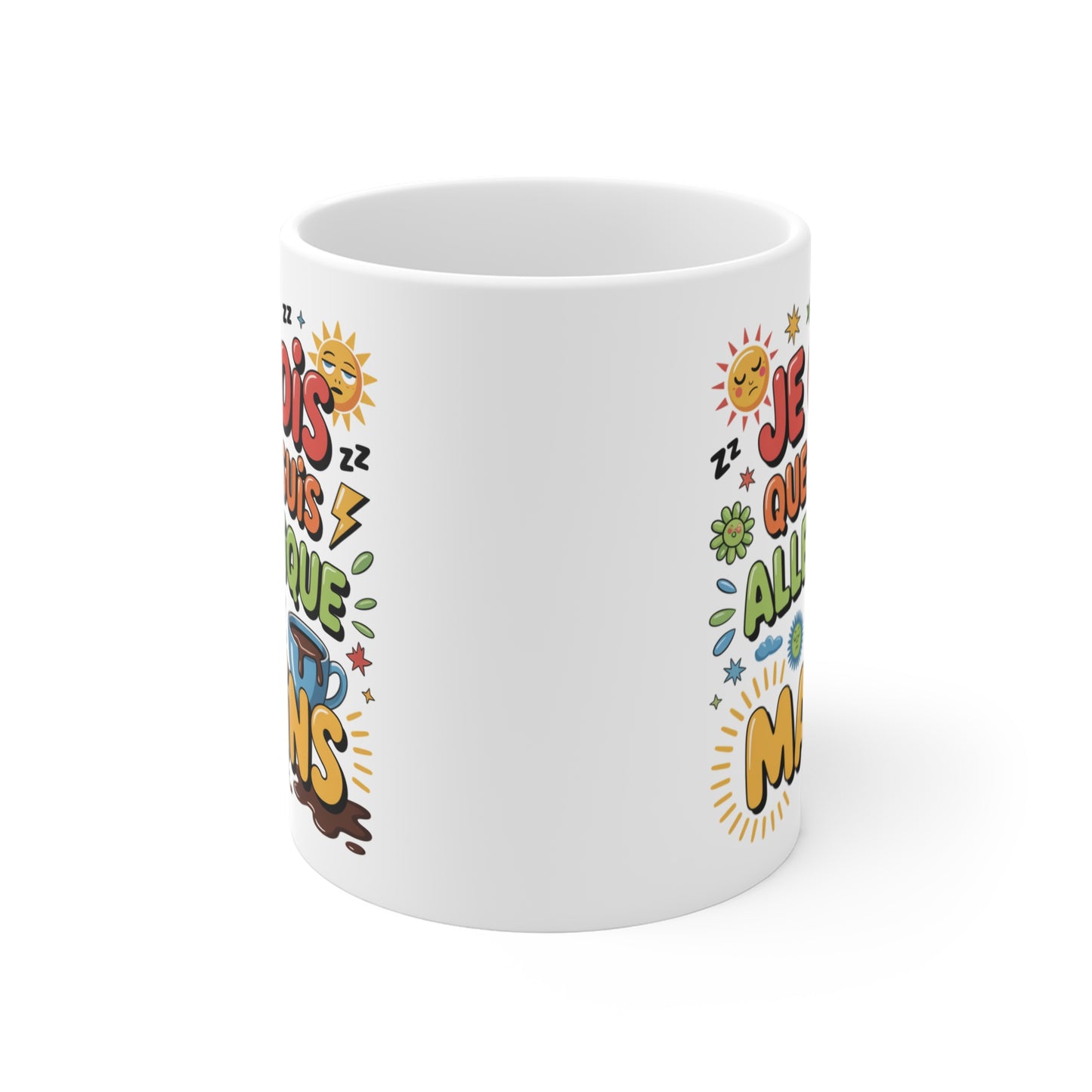 Mug Humour Café – Tasse Céramique 325ml Allergique aux Matins – Idée Cadeau Drôle Petit Déjeuner