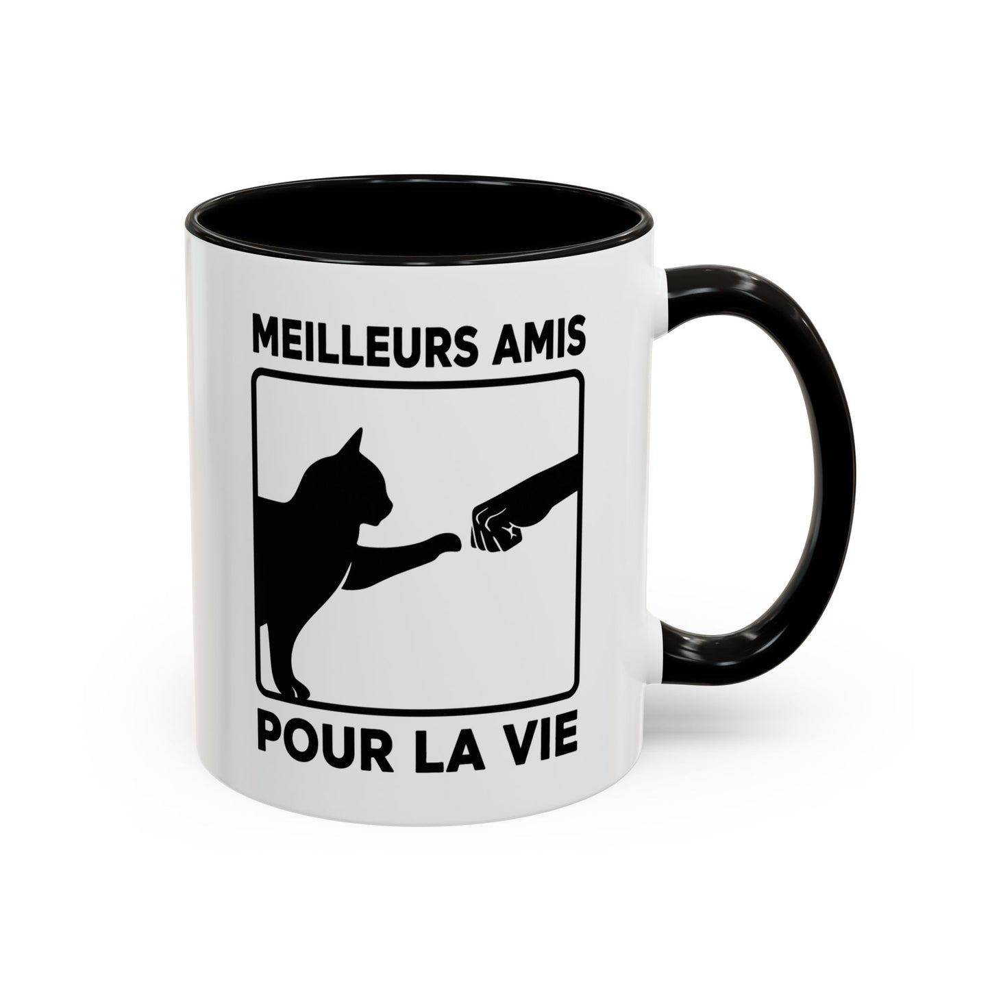 Tasse Chat Homme et Femme – Meilleurs Amis pour la Vie – Mug Amitié Chat et Humain – Cadeau Original pour Amoureux des Chats – 325 ml