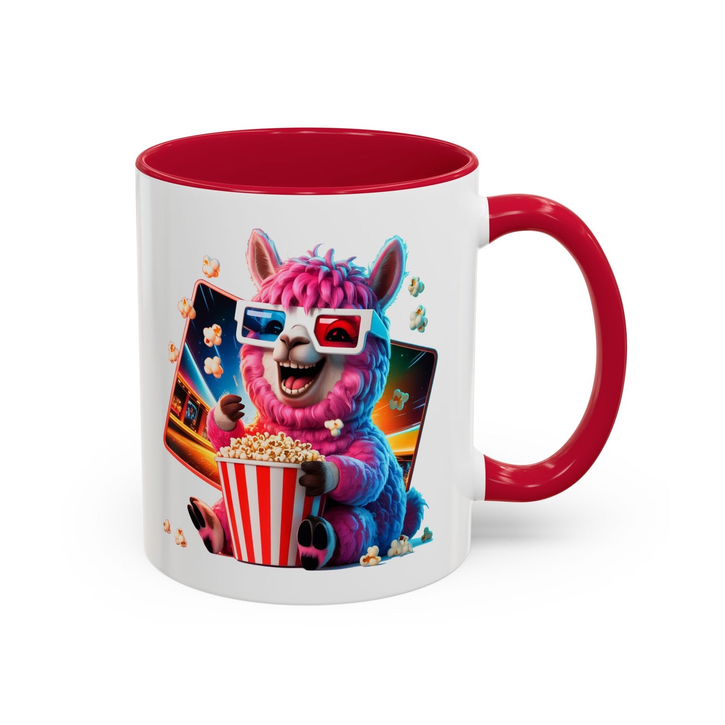 Mug Lama Rigolo Cinéma – Tasse Design avec Popcorn et Lunettes 3D – Cadeau Original 325ml