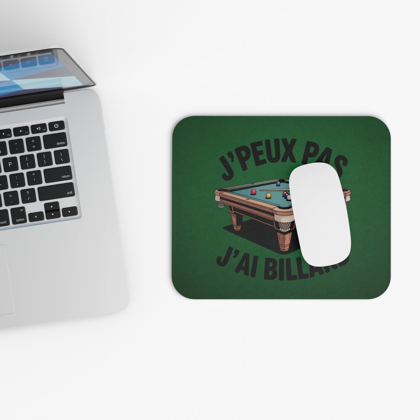 Tapis de Souris 22x18cm J'Peux Pas J'ai Billard Humour Cadeau Joueur de Billard Homme et Femme Accessoire Bureau Gaming