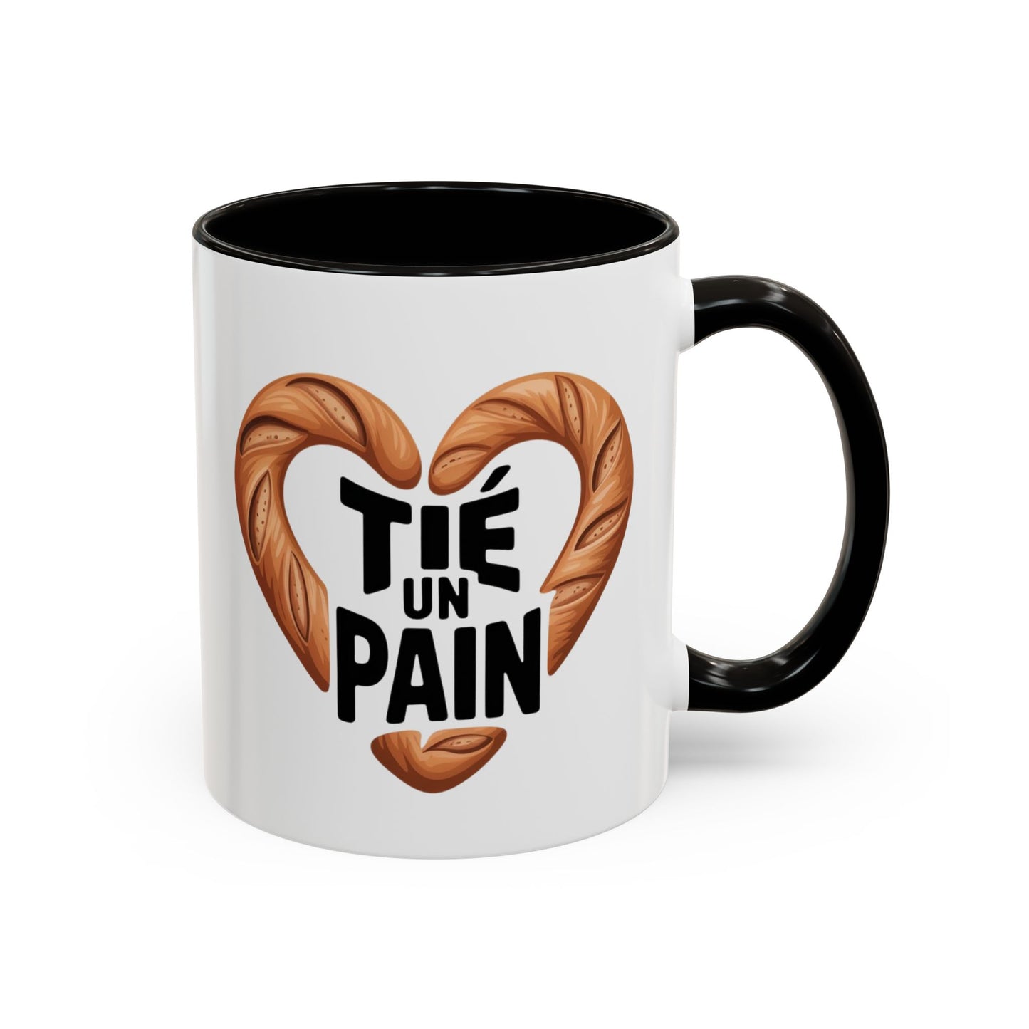 Mug T’es un Pain – Tasse Humour Boulangerie Amour Jeu de Mots – Cadeau Original Fun – Céramique 325ml Noir Bleu Rouge