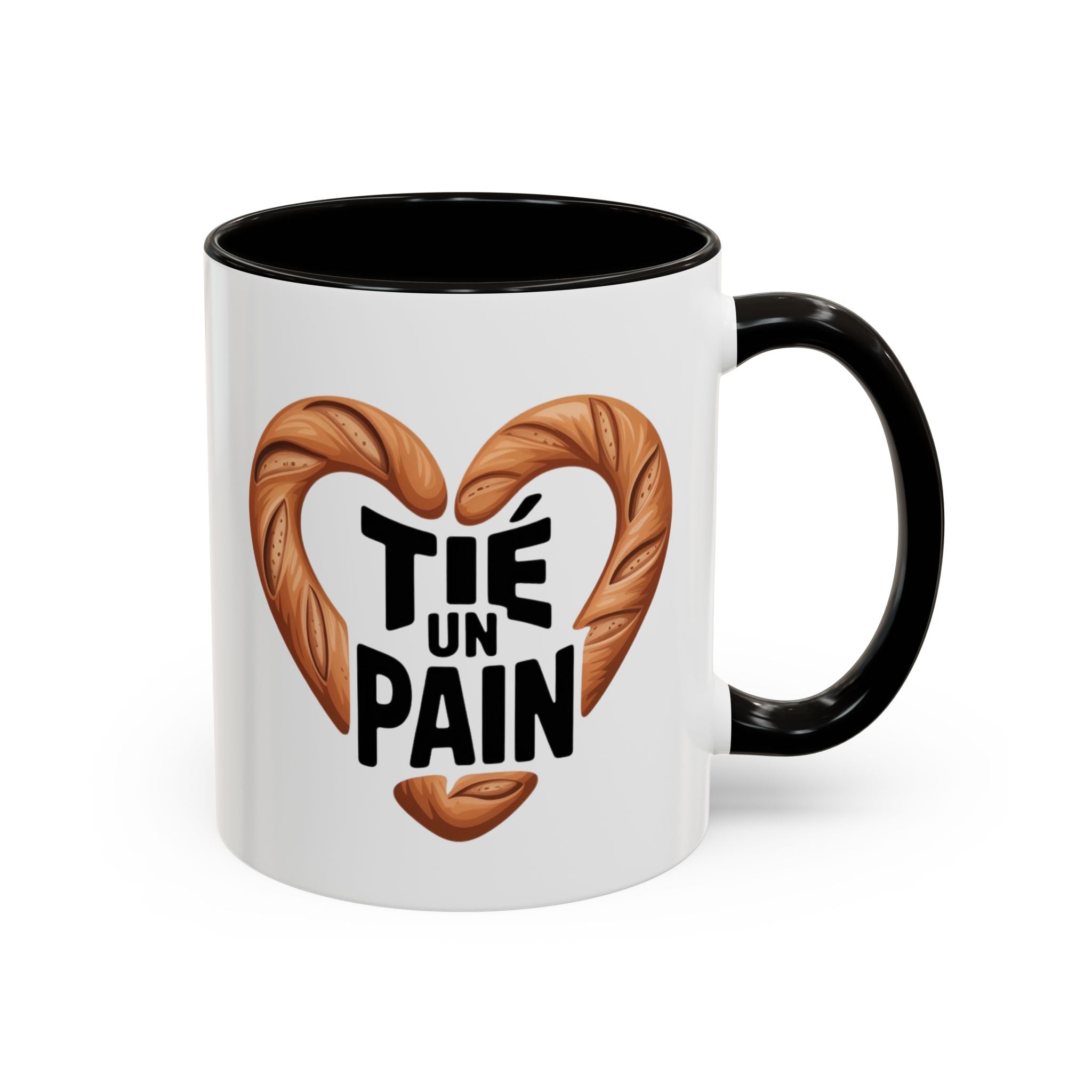 Mug T’es un Pain – Tasse Humour Boulangerie Amour Jeu de Mots – Cadeau Original Fun – Céramique 325ml Noir Bleu Rouge