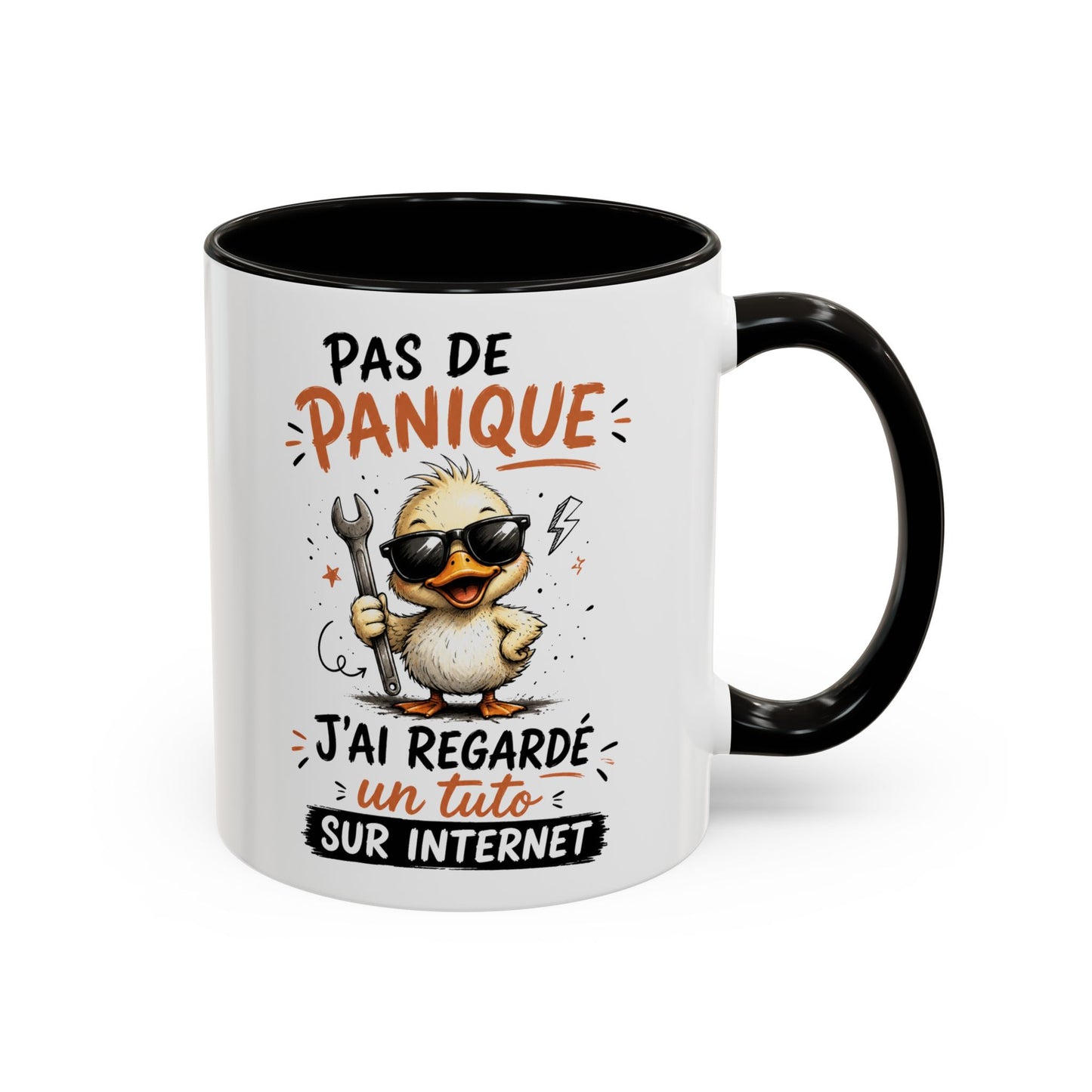 Tasse Humoristique Bricolage – Pas de Panique J’ai Regardé un Tuto sur Internet – Mug Canard Drôle 325ml