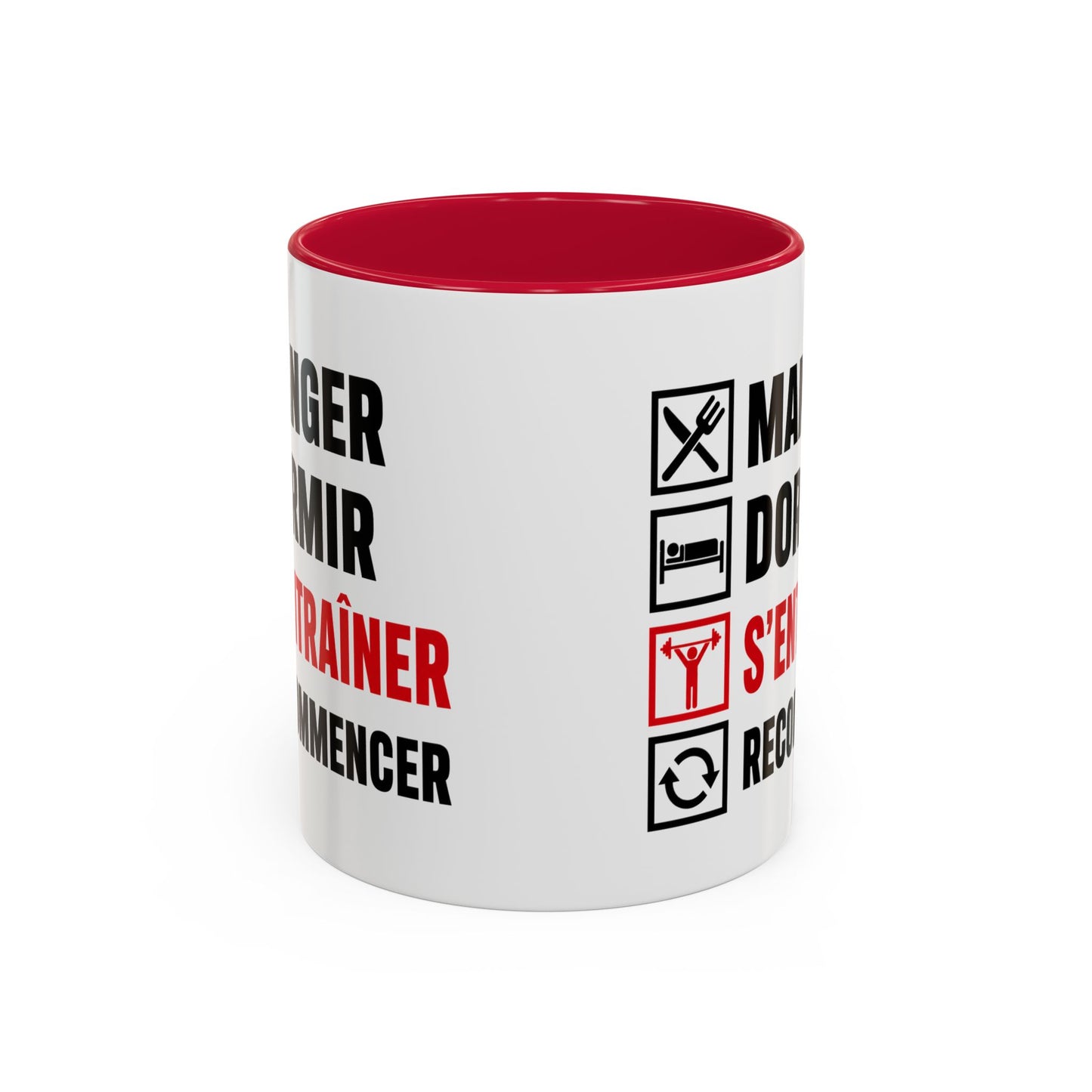 Mug Musculation Fitness – Tasse Sport Entraînement – Cadeau Original Homme et Femme, Passion Salle Noir Bleu Rouge