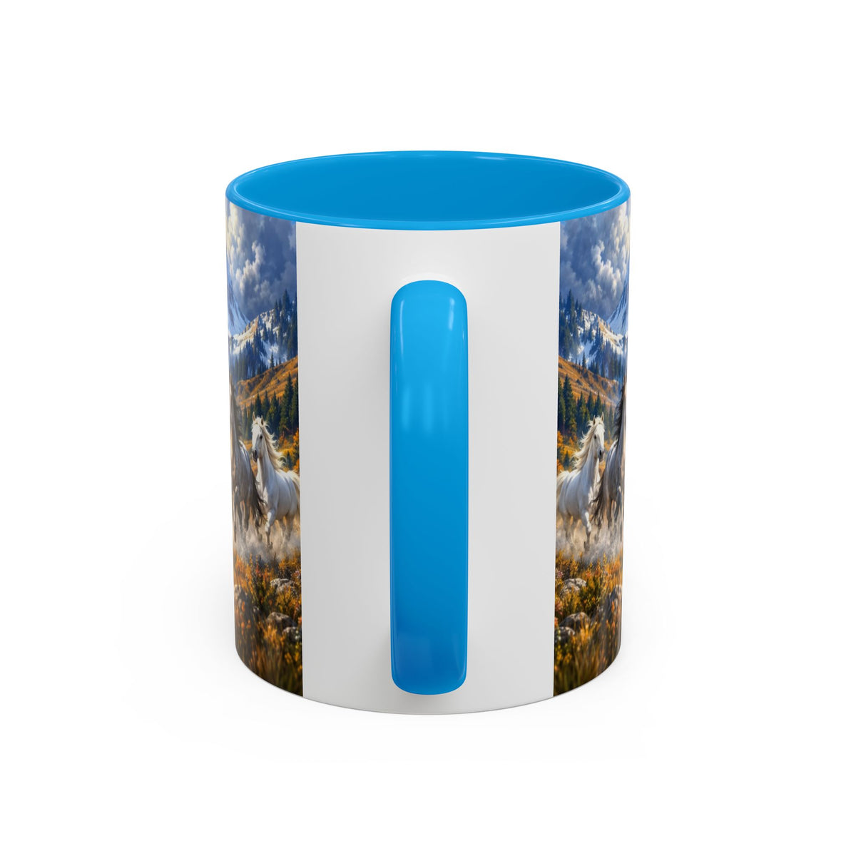 Mug Chevaux au Galop dans les Montagnes – Tasse Paysage Nature avec Troupeau de Chevaux – Cadeau Original Amoureux des Chevaux