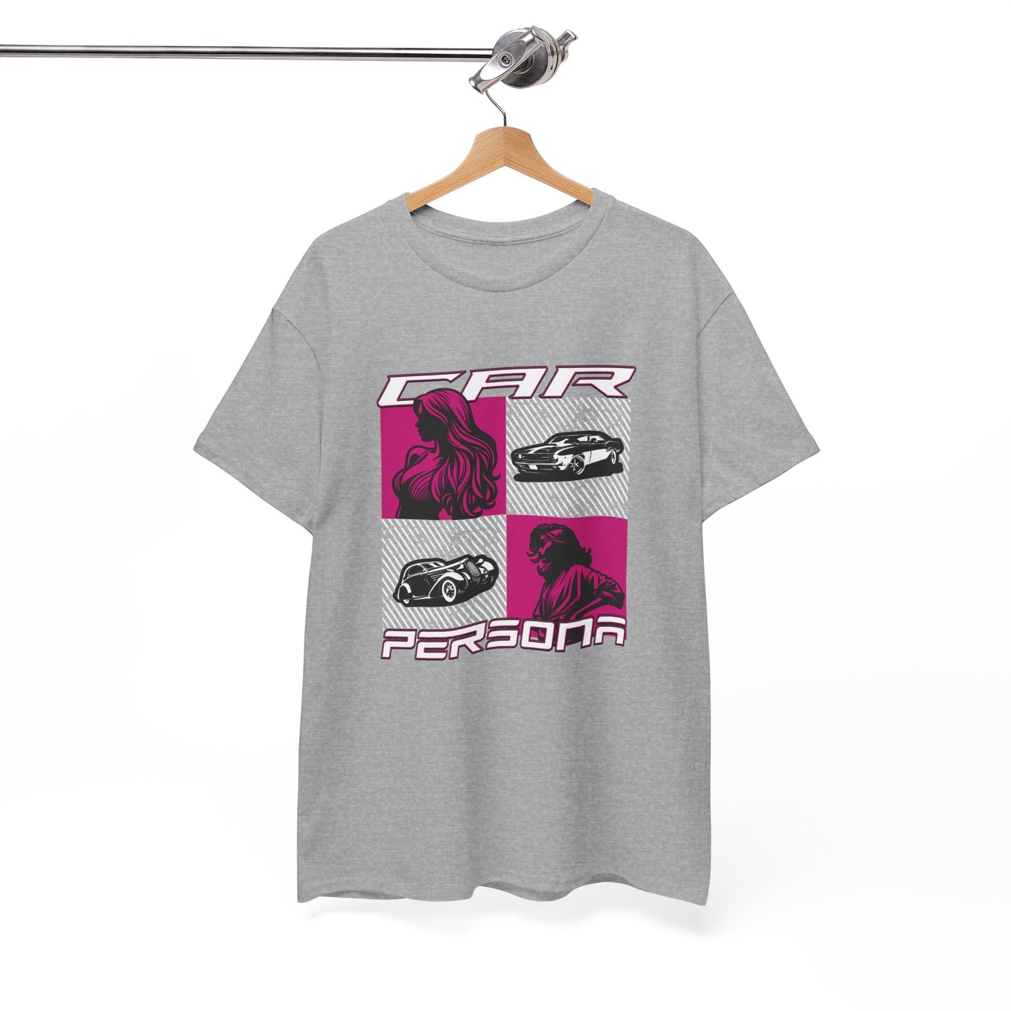 T-Shirt Femme Car Persona – Tee Shirt Voiture Vintage & Femme Style – Design Auto Chic Noir Blanc Gris Cadeau