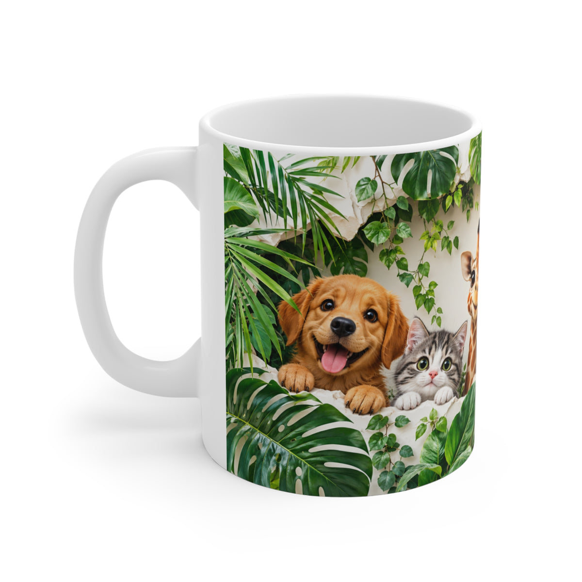 Mug Animaux de la Jungle et Compagnie – Chien, Chat, Girafe, Panda, Panda Roux et Koala – Tasse Colorée Cadeau Amoureux des Animaux