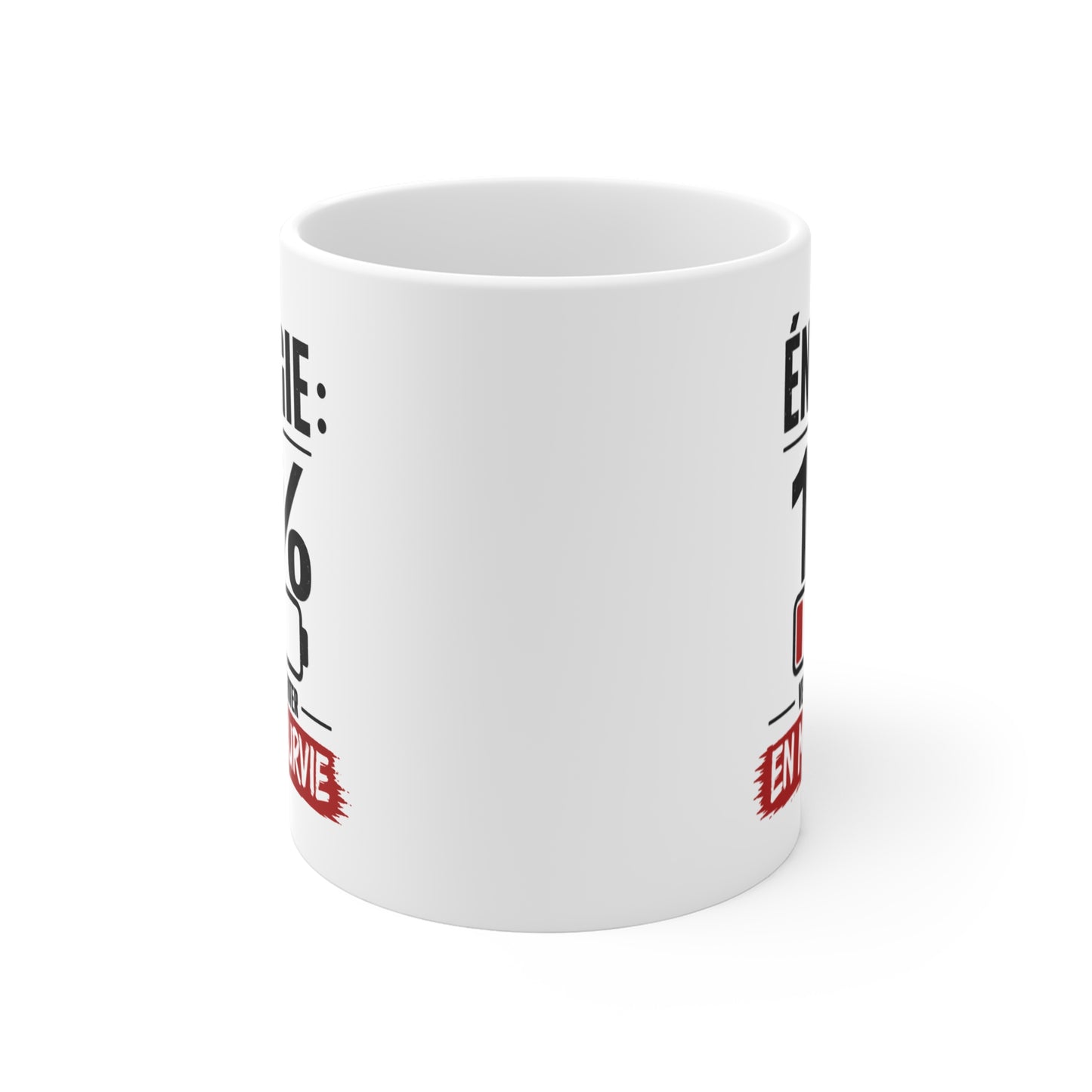 Tasse Énergie 1% En Mode Survie – Mug Humour Fatigue Vintage – Cadeau Drôle Homme Femme 325ml