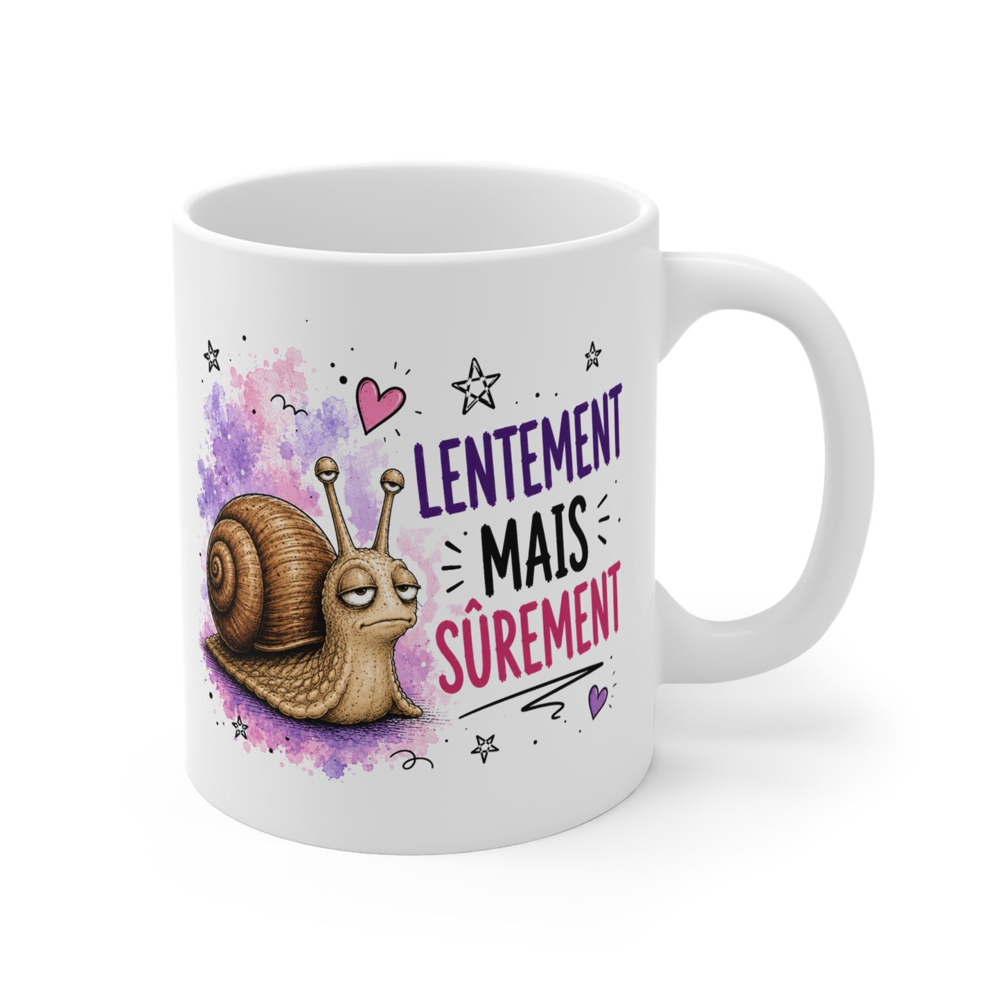 Tasse Lentement Mais Sûrement – Mug Humour Escargot Fatigué – Cadeau Drôle Homme Femme 325 ml