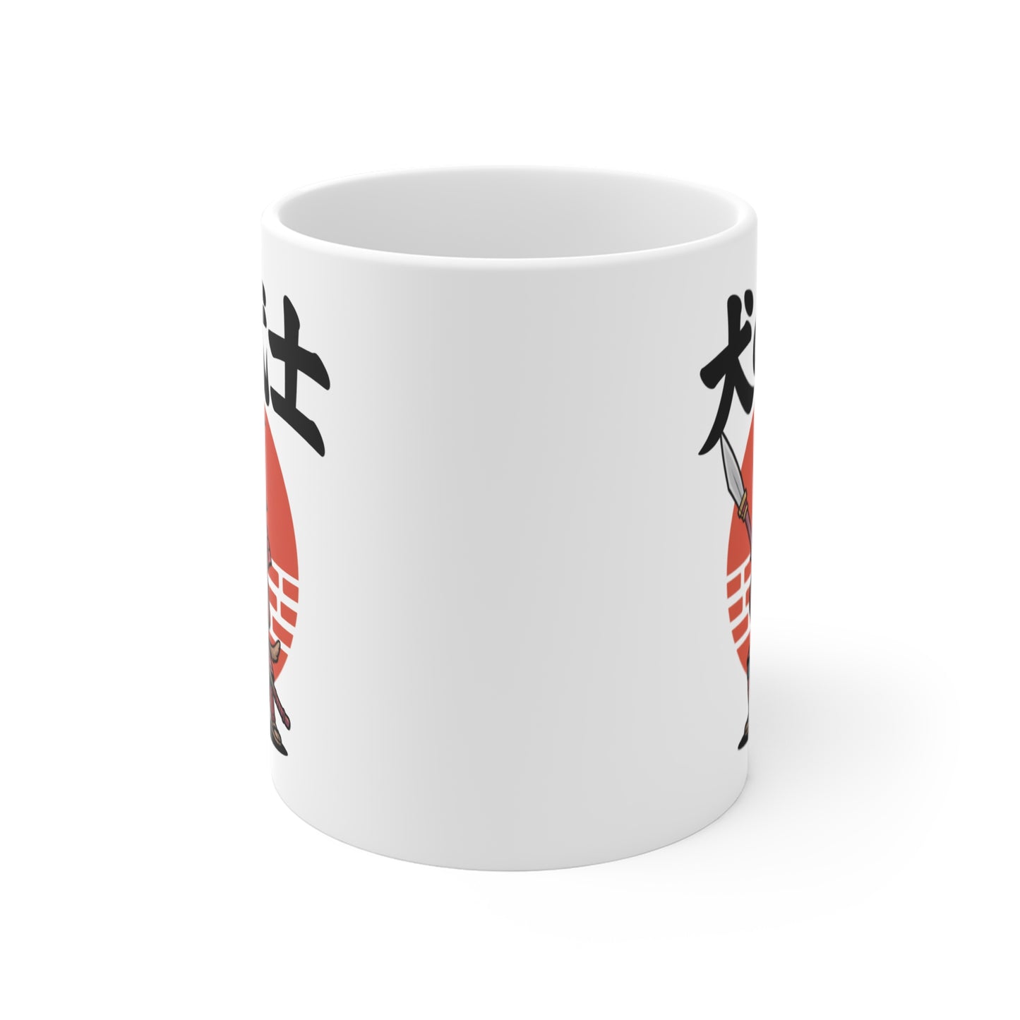Mug Chien Samouraï 325ml – Guerrier Japonais en armure rouge avec lance – Tasse en Céramique Cadeau Original