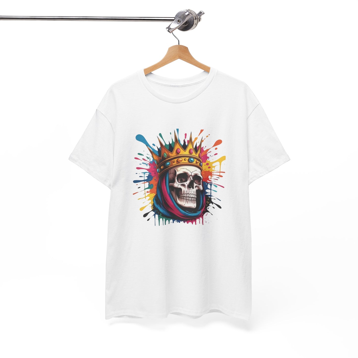 T-Shirt Crâne Couronne Adulte – Skull King Street Art – Tee Shirt Graphique Urbain Noir Blanc Gris Cadeau Original