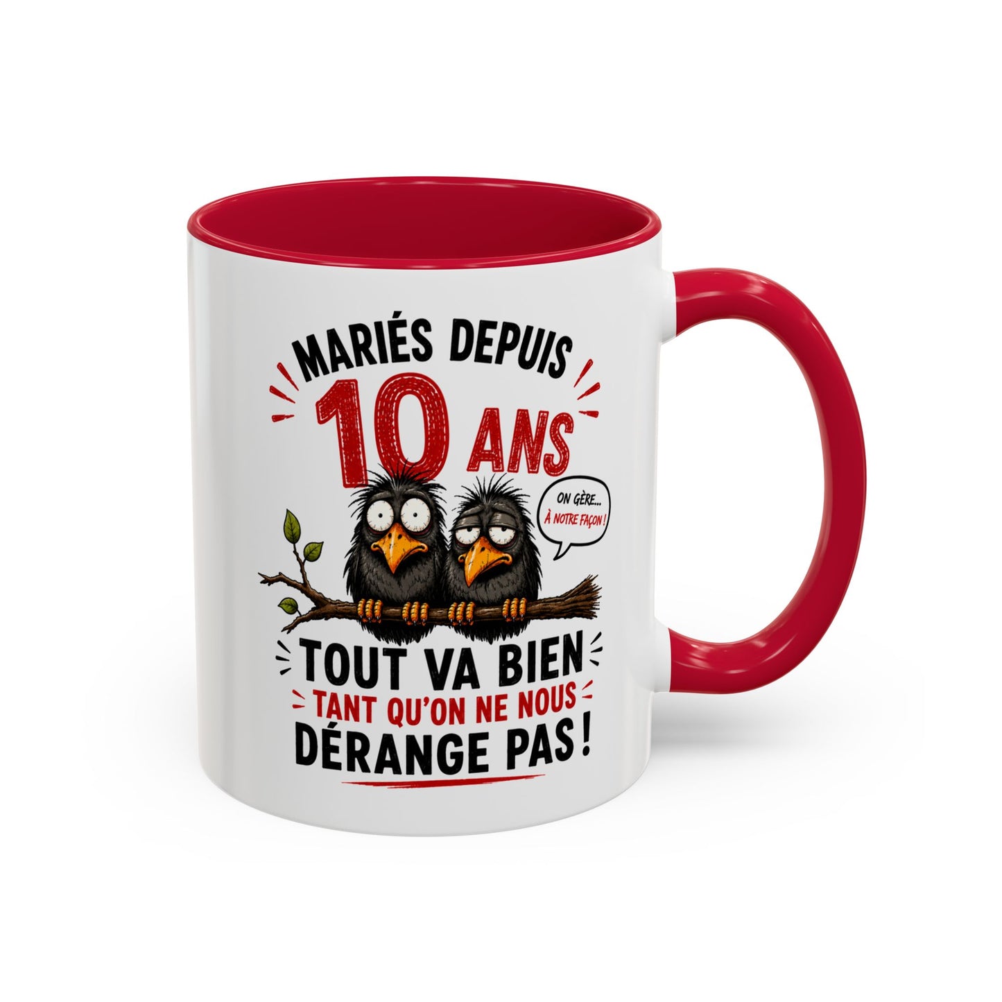 Tasse Mariés Depuis 10 Ans – Mug Humour Anniversaire de Mariage Homme Femme – Cadeau Couple 10 Ans de Mariage 325 ml