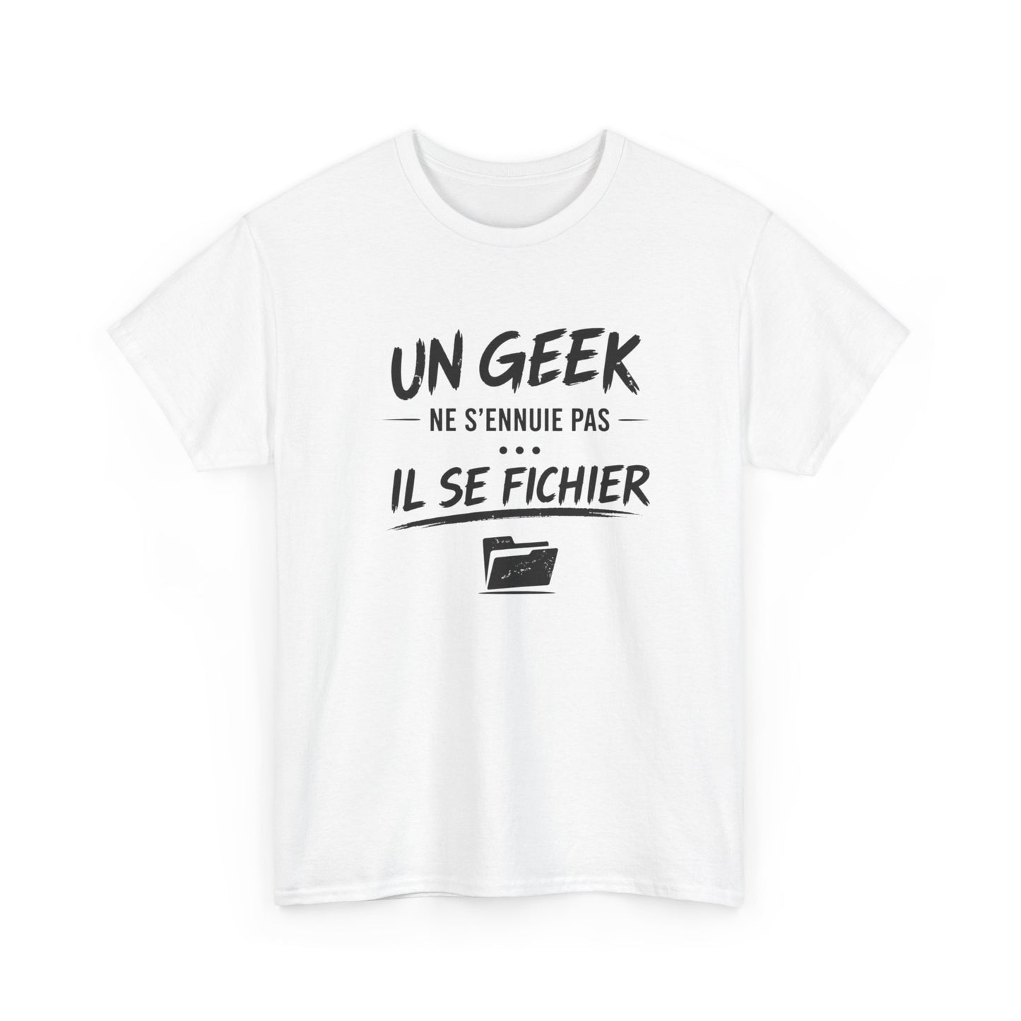T-Shirt Geek Humour Homme Femme – Un Geek Ne S’Ennuie Pas Il Se Fichier – Tee Shirt Informatique Drôle Gamer Développeur